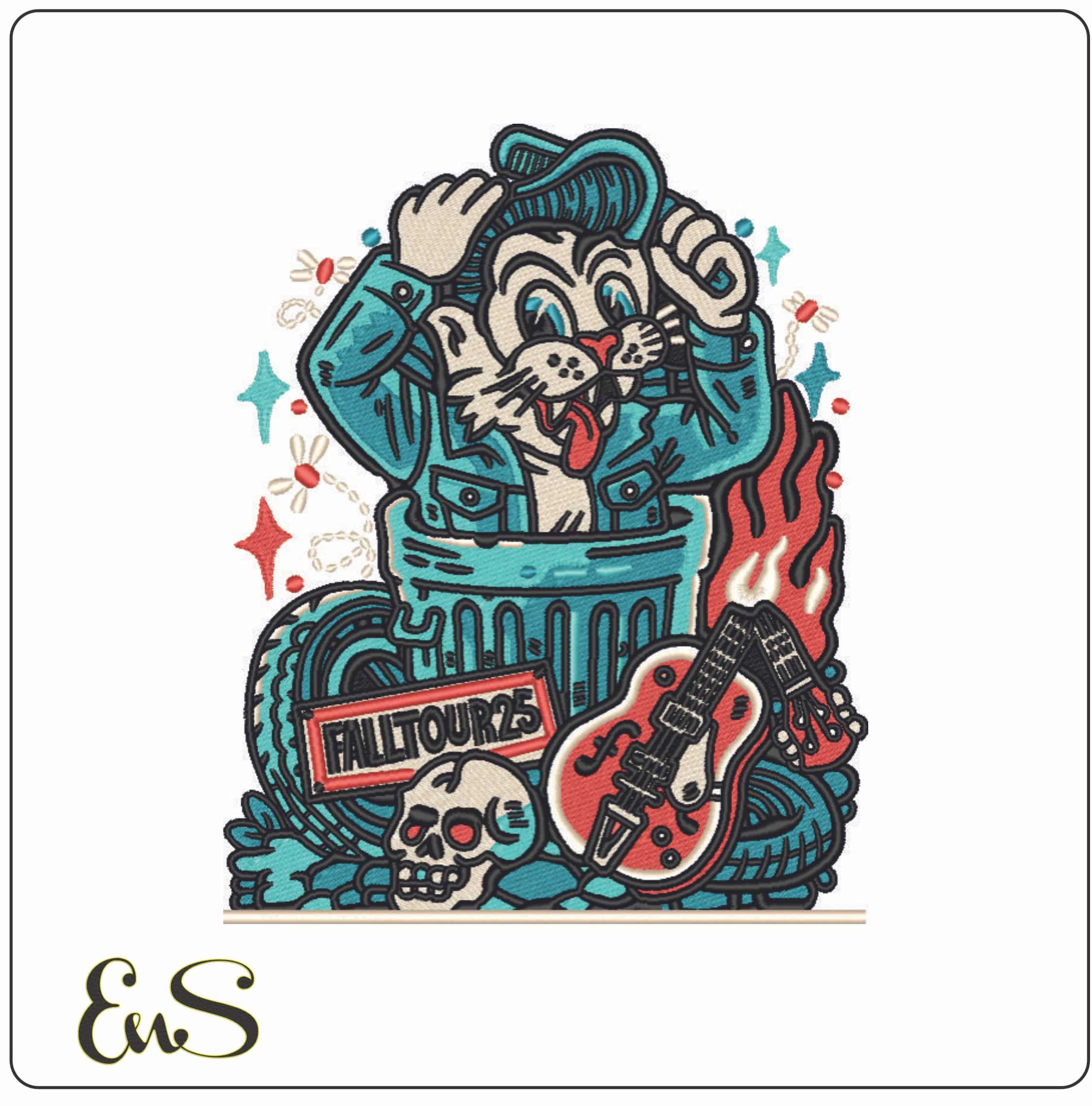 Stray Cats 2025 Fall Tour- Elegant embroidery design file - instant download