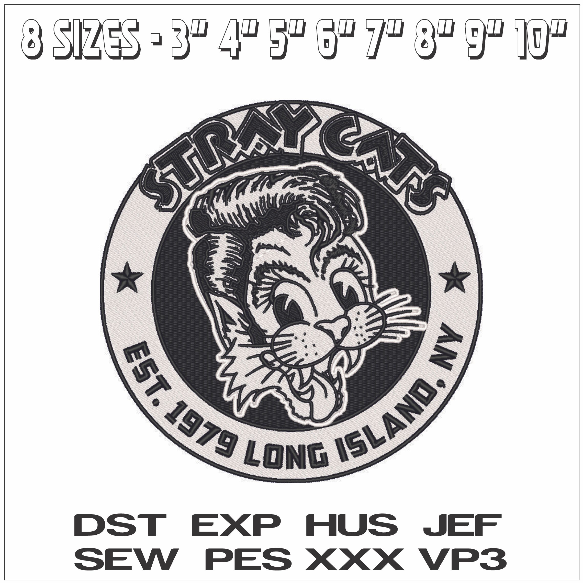 Stray Cats est 1979- Elegant embroidery design file - instant download — view 2