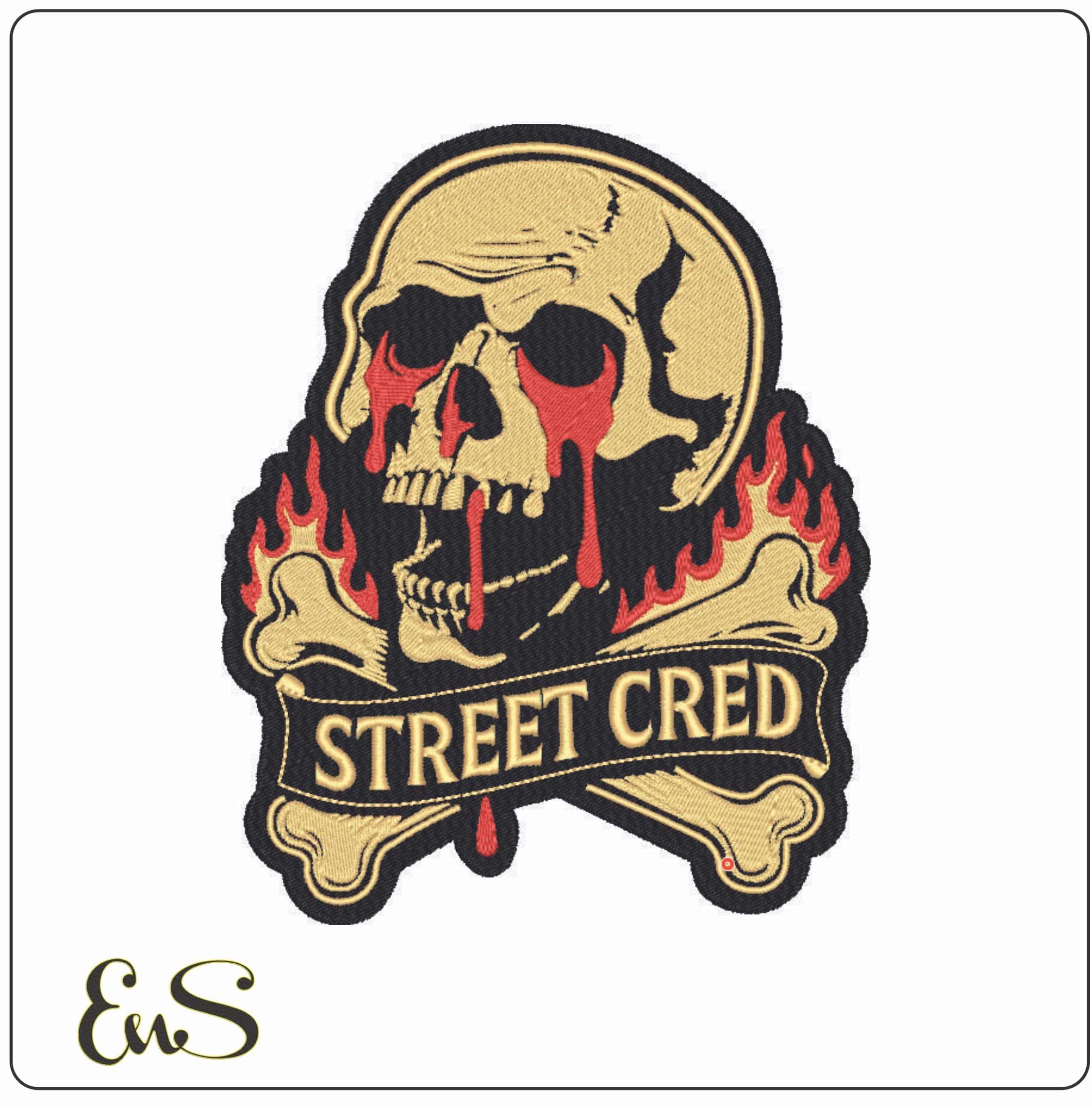 Street Cred Skull and Bones- Elegant embroidery design file - instant download
