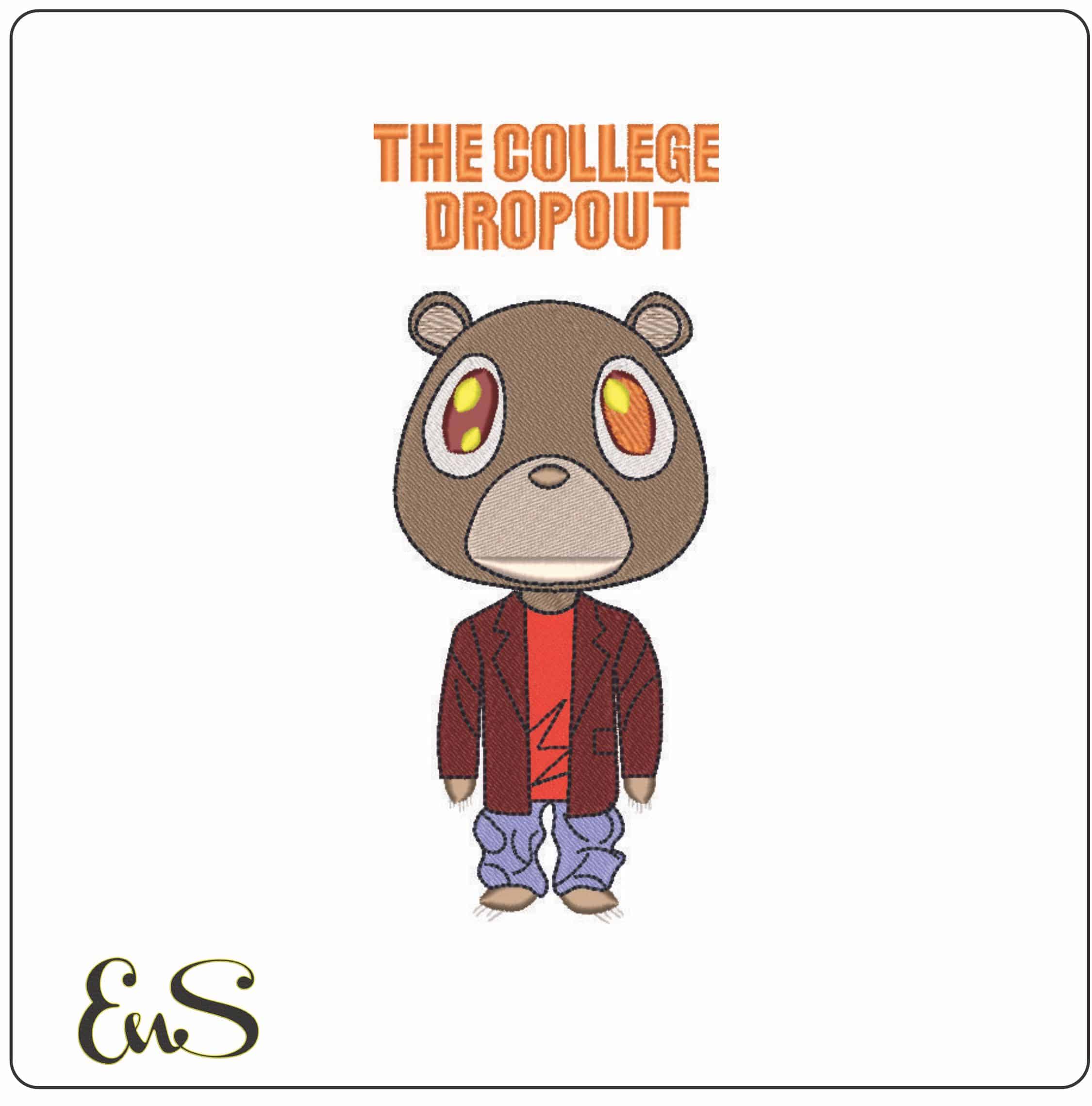 The College Dropout Kanye West Yeeze Designs- Elegant embroidery design file - instant download