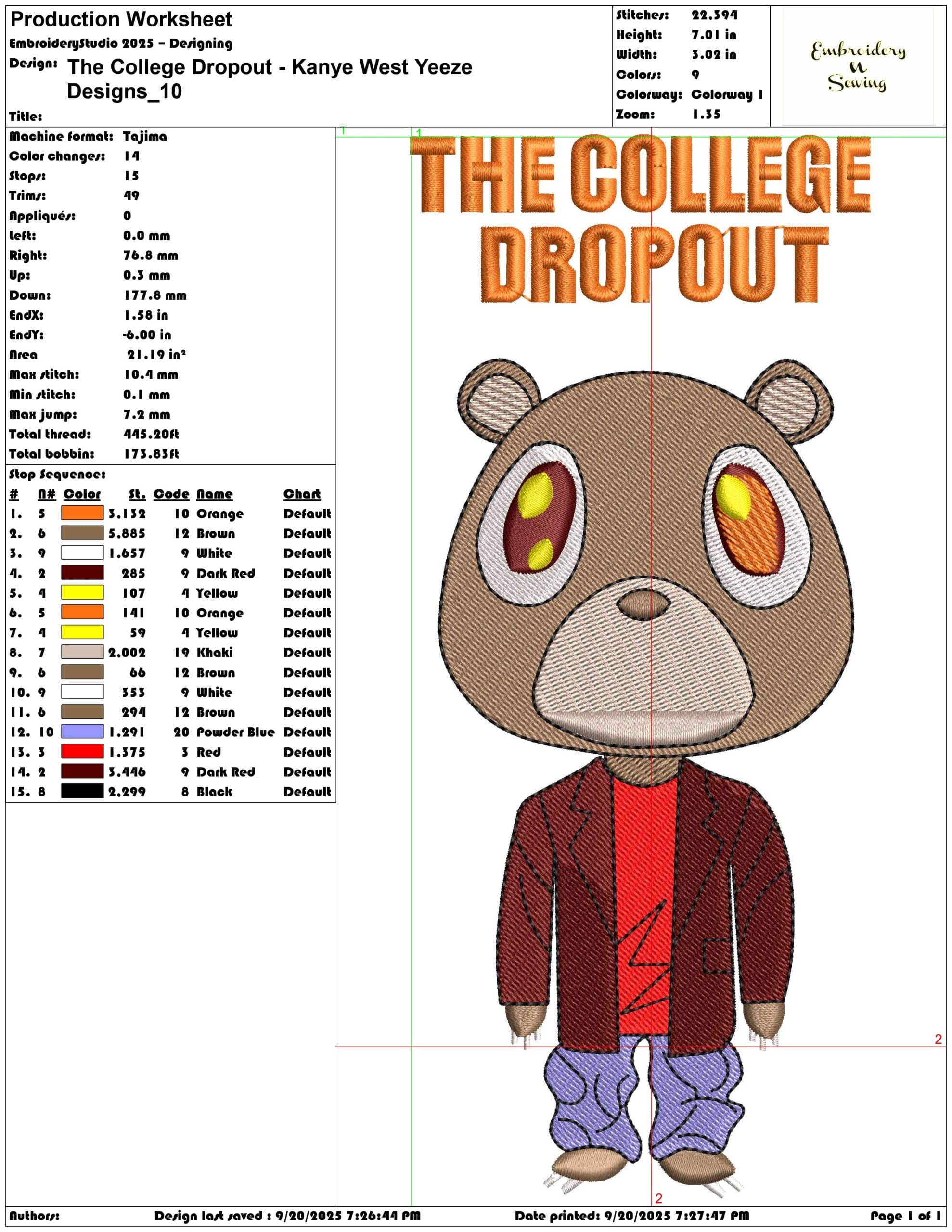 The College Dropout Kanye West Yeeze Designs- Elegant embroidery design file - instant download — view 3