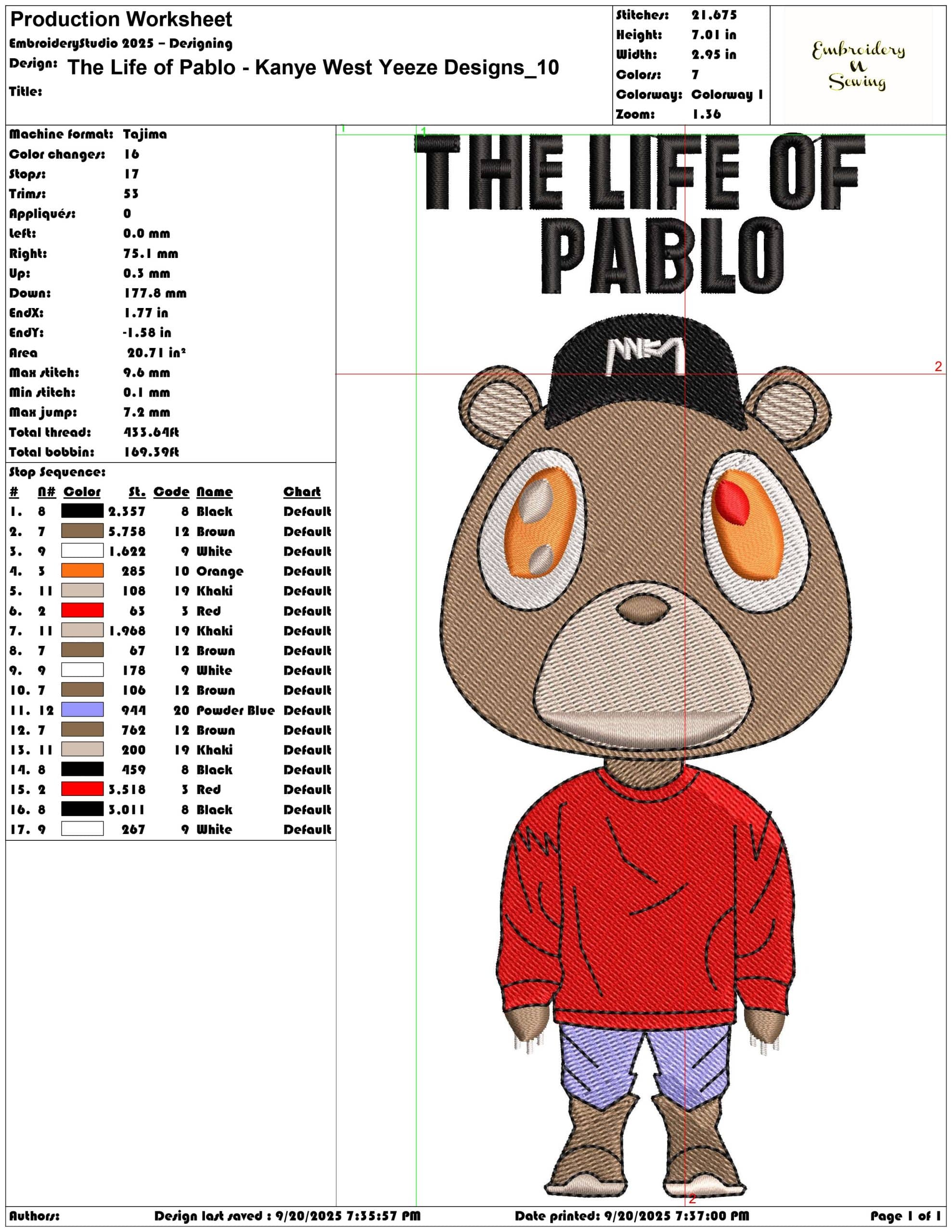 The Life of Pablo Kanye West Yeeze Designs- Elegant embroidery design file - instant download — view 3