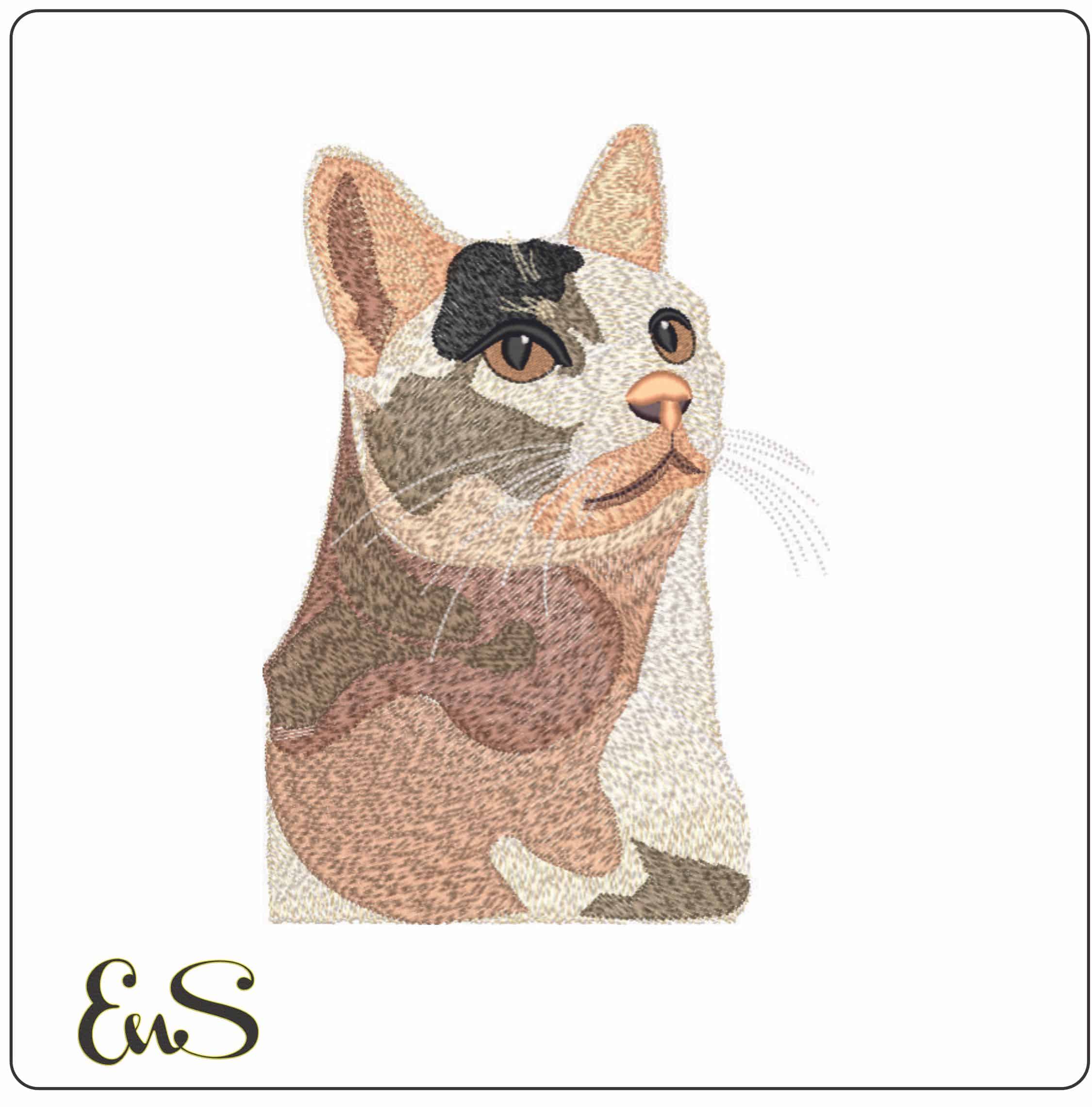 White Cat Head- Elegant embroidery design file - instant download