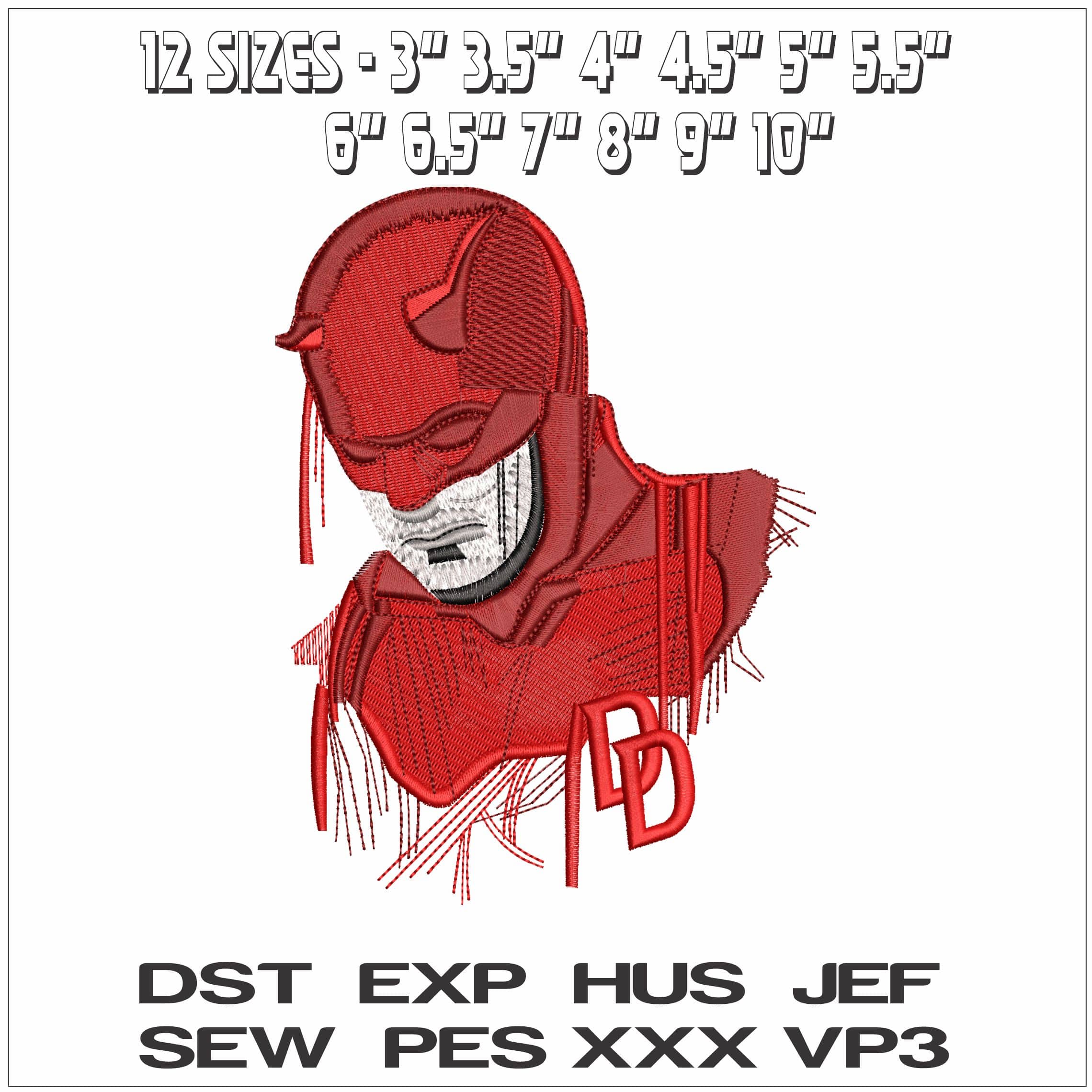 Daredevil DC Comics- Elegant embroidery design file - instant download — view 3