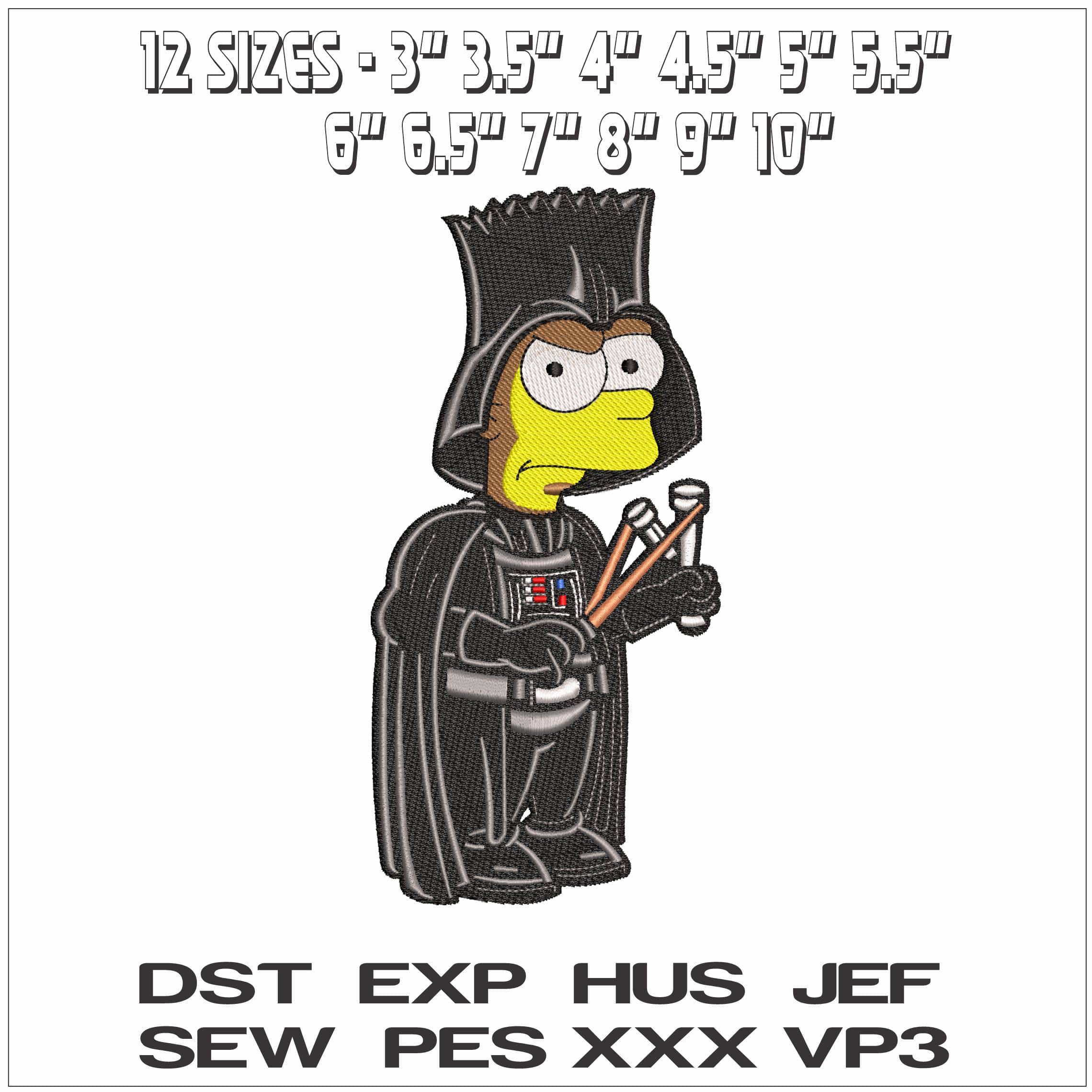 Darth Bart Simpson The Simpsons- Elegant embroidery design file - instant download — view 2