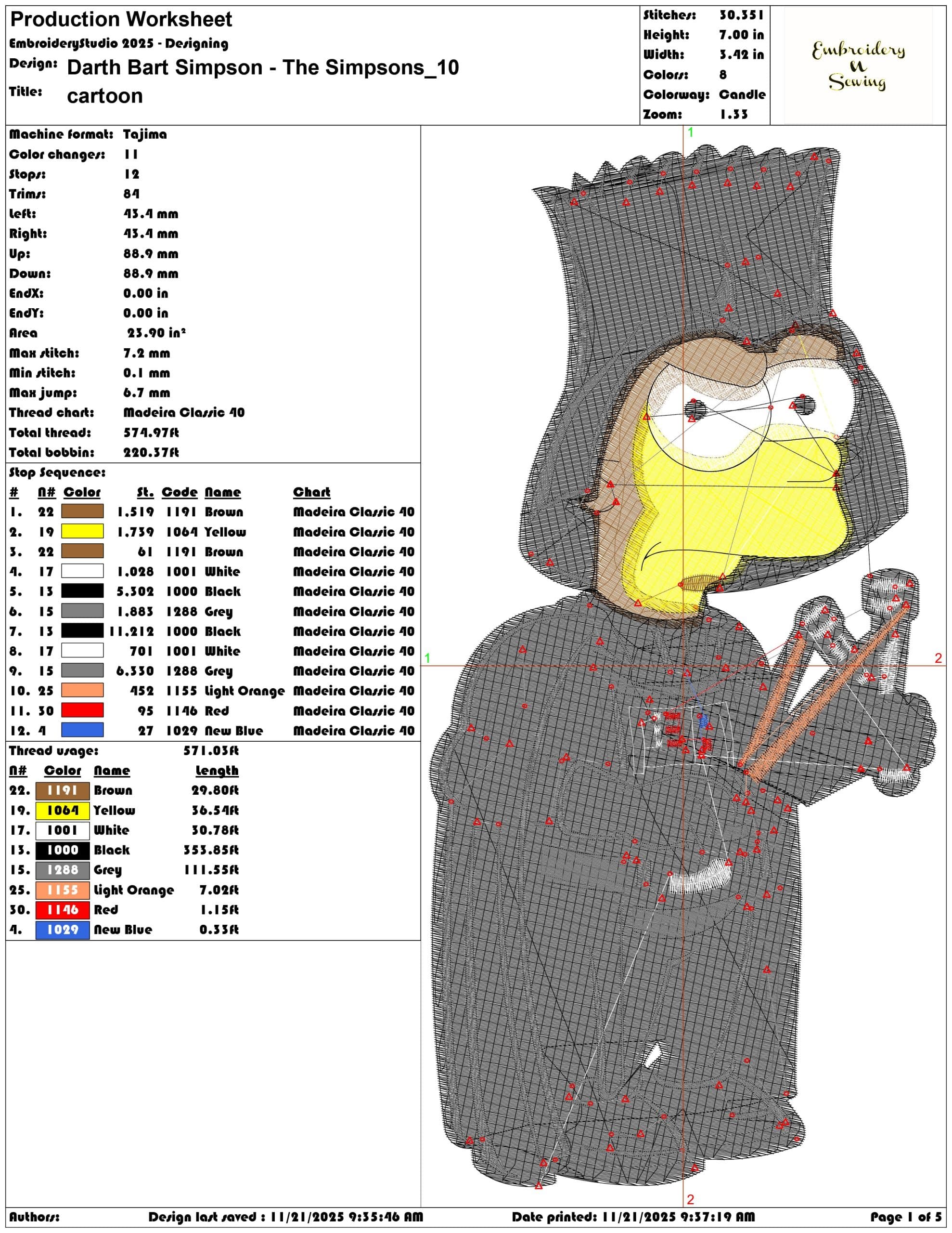 Darth Bart Simpson The Simpsons- Elegant embroidery design file - instant download — view 3