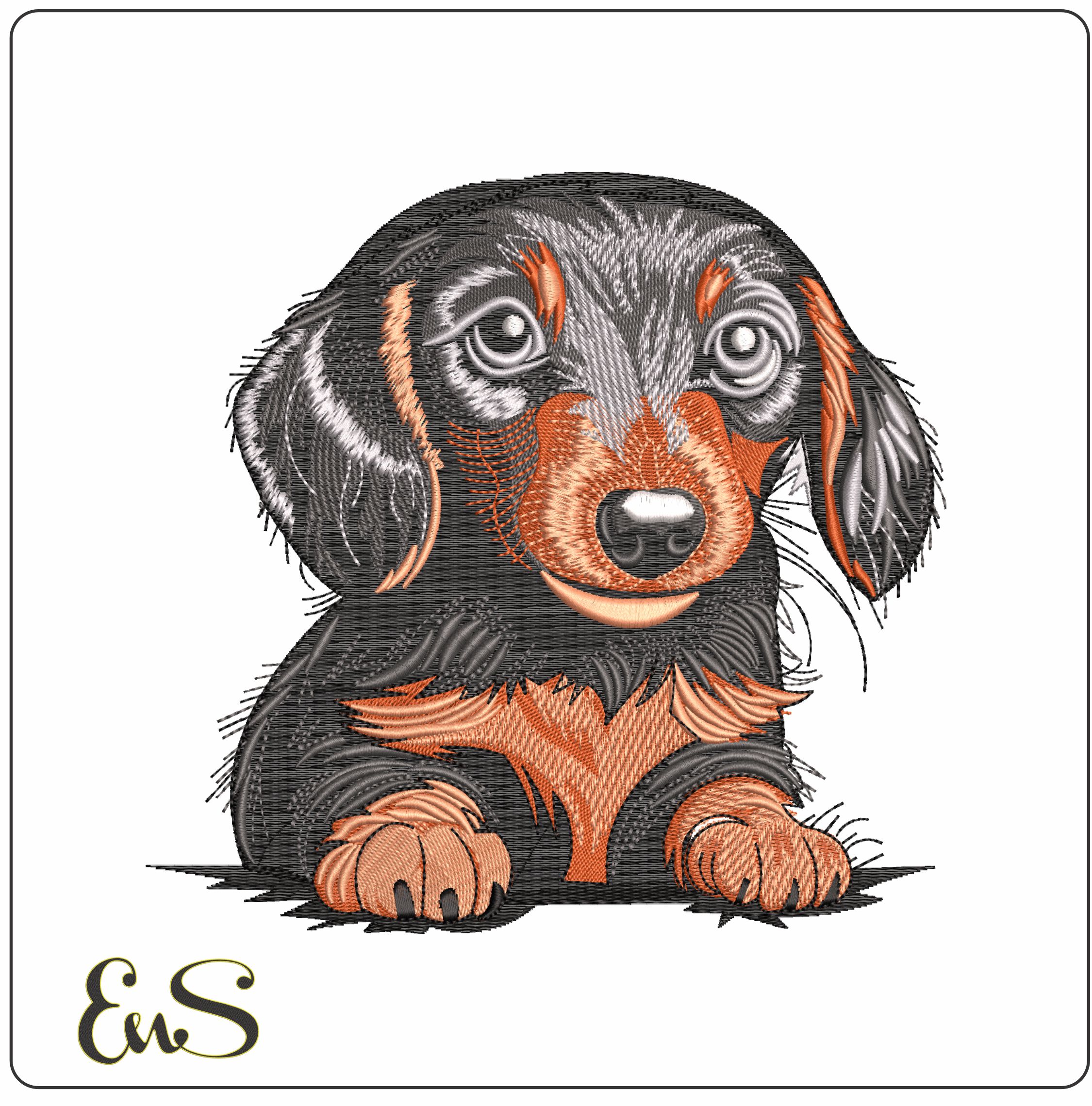 Dashound Laying Down- Elegant embroidery design file - instant download