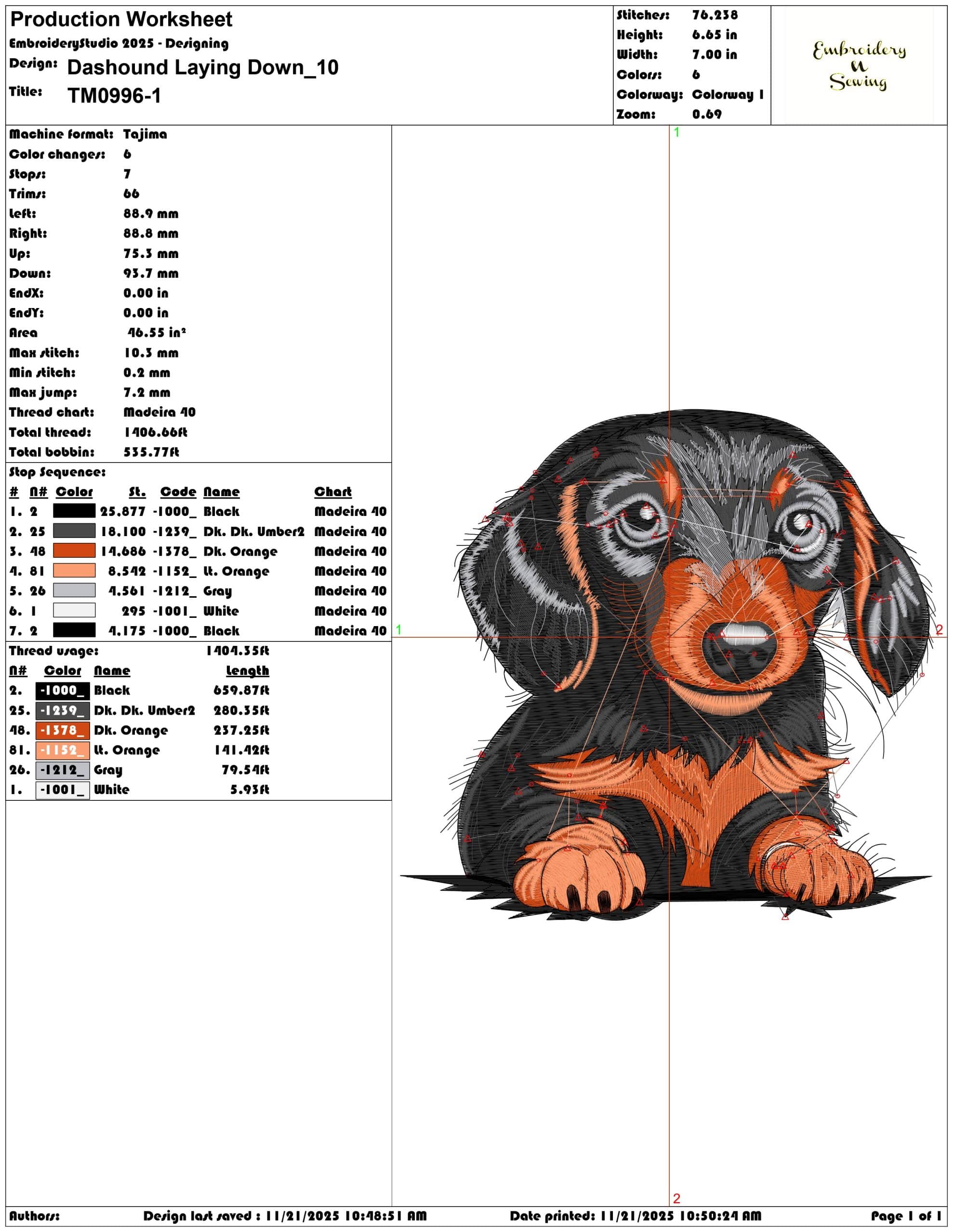 Dashound Laying Down- Elegant embroidery design file - instant download — view 3