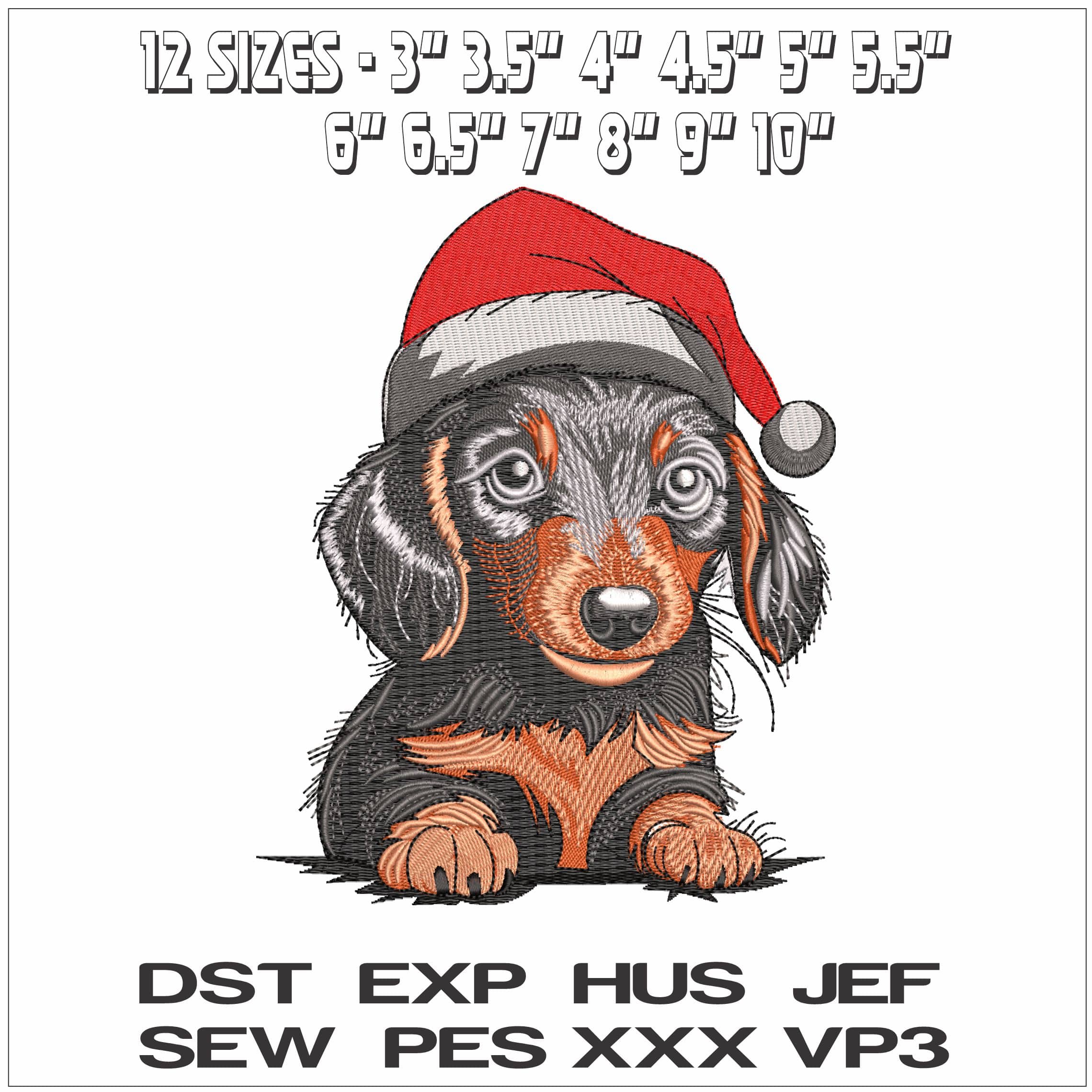 Dashound Santa- Elegant embroidery design file - instant download — view 2