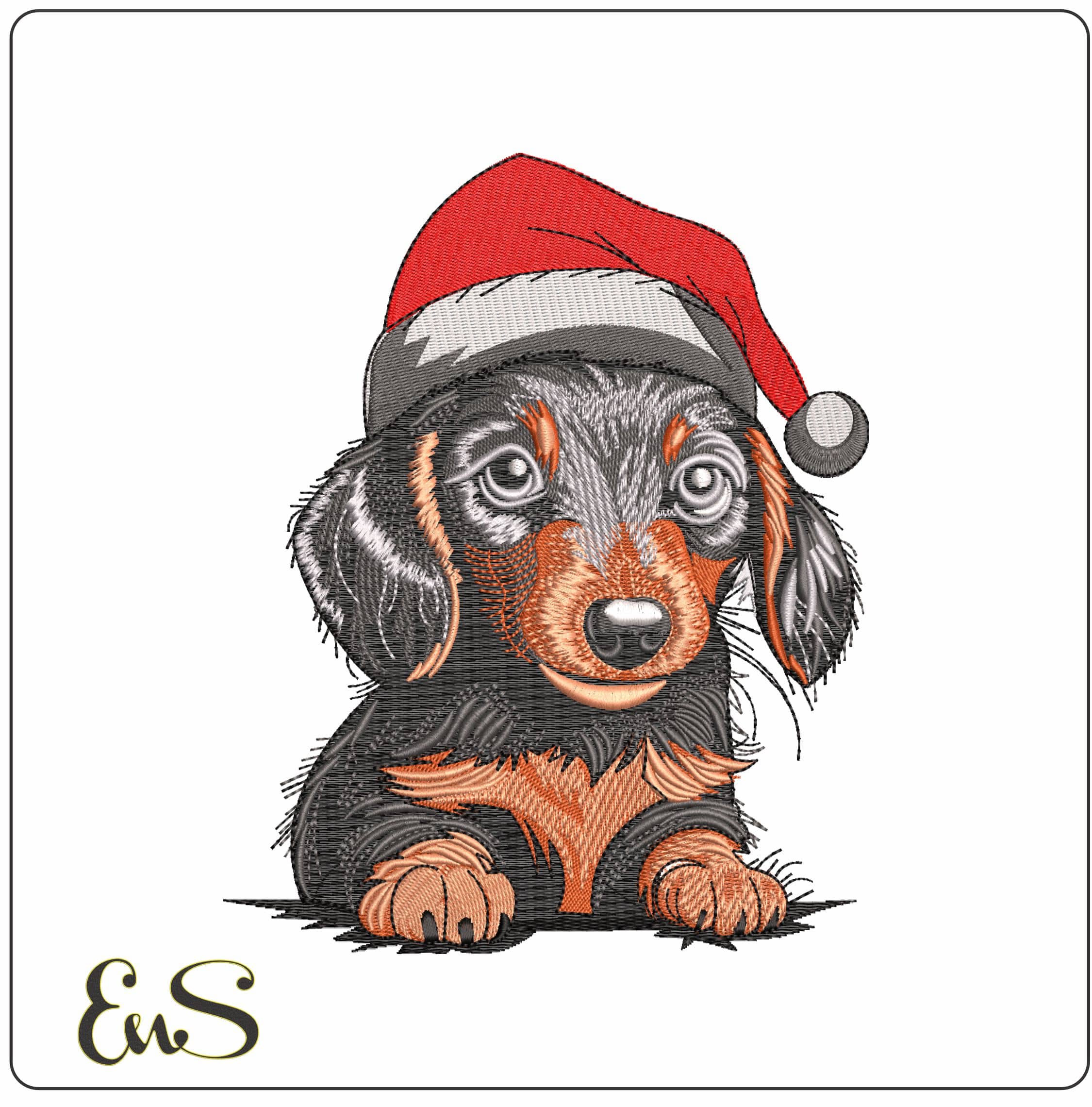 Dashound Santa- Elegant embroidery design file - instant download