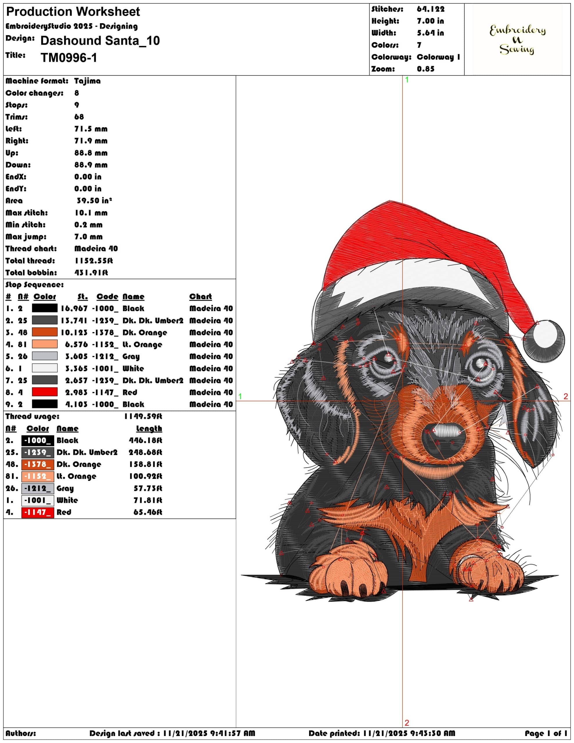Dashound Santa- Elegant embroidery design file - instant download — view 3