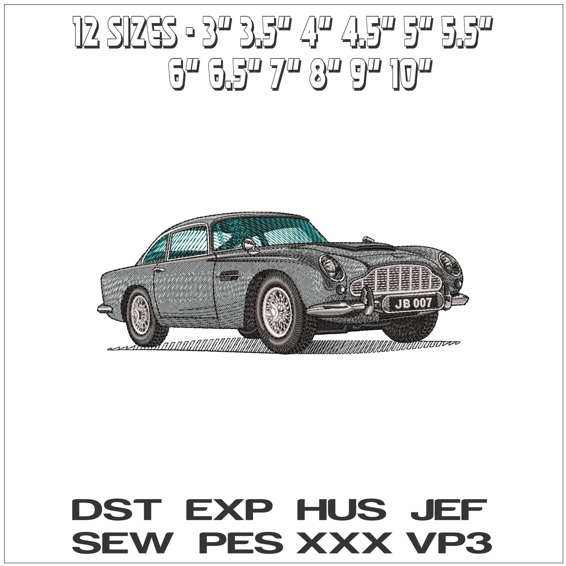 DB5 Aston Martin- Elegant embroidery design file - instant download — view 2