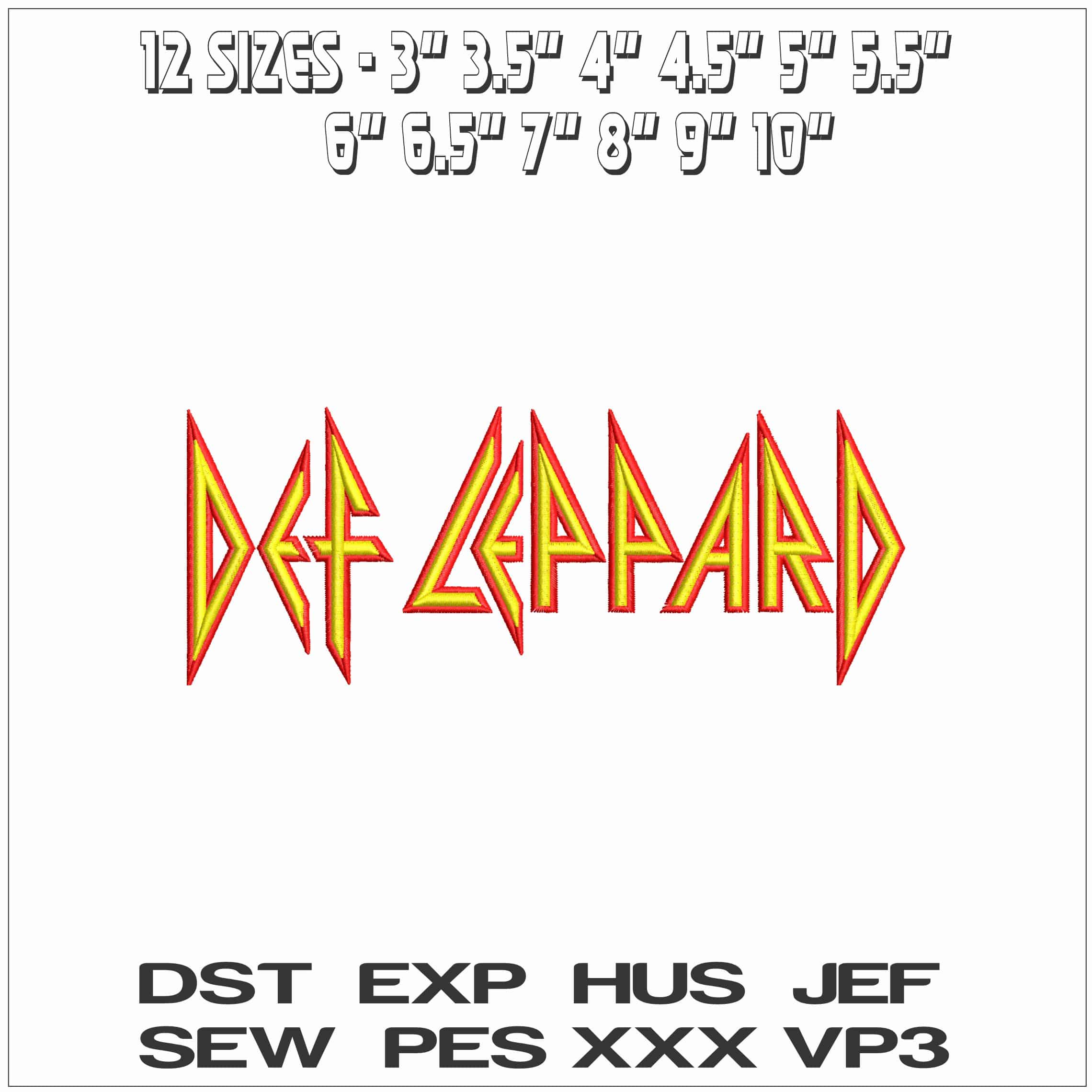 DEF LEPPARD - Elegant embroidery design file - instant download — view 2