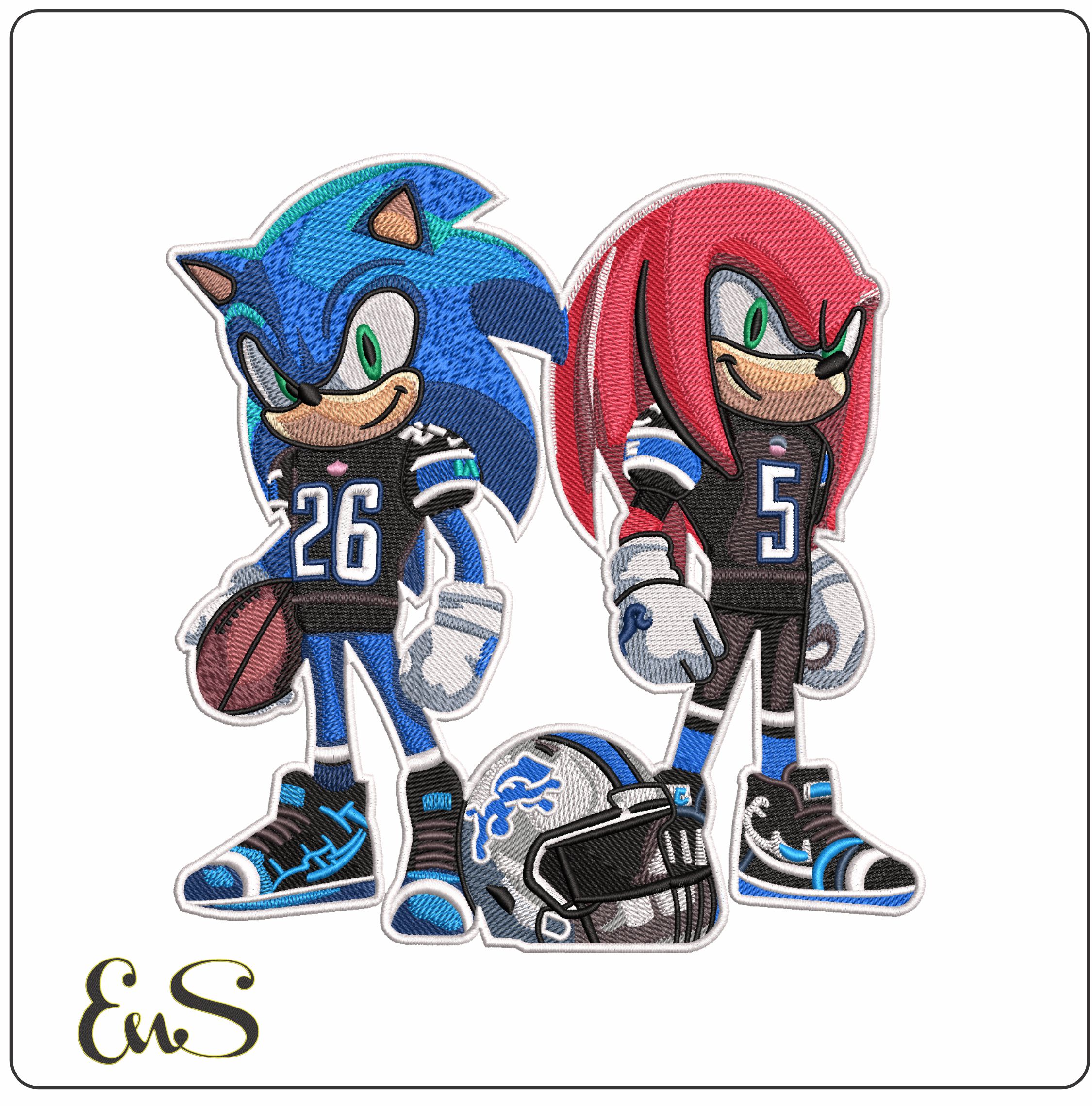 Detroit Lions Helmet Sonic and Shadow Hedgehog- Elegant embroidery design file - instant download
