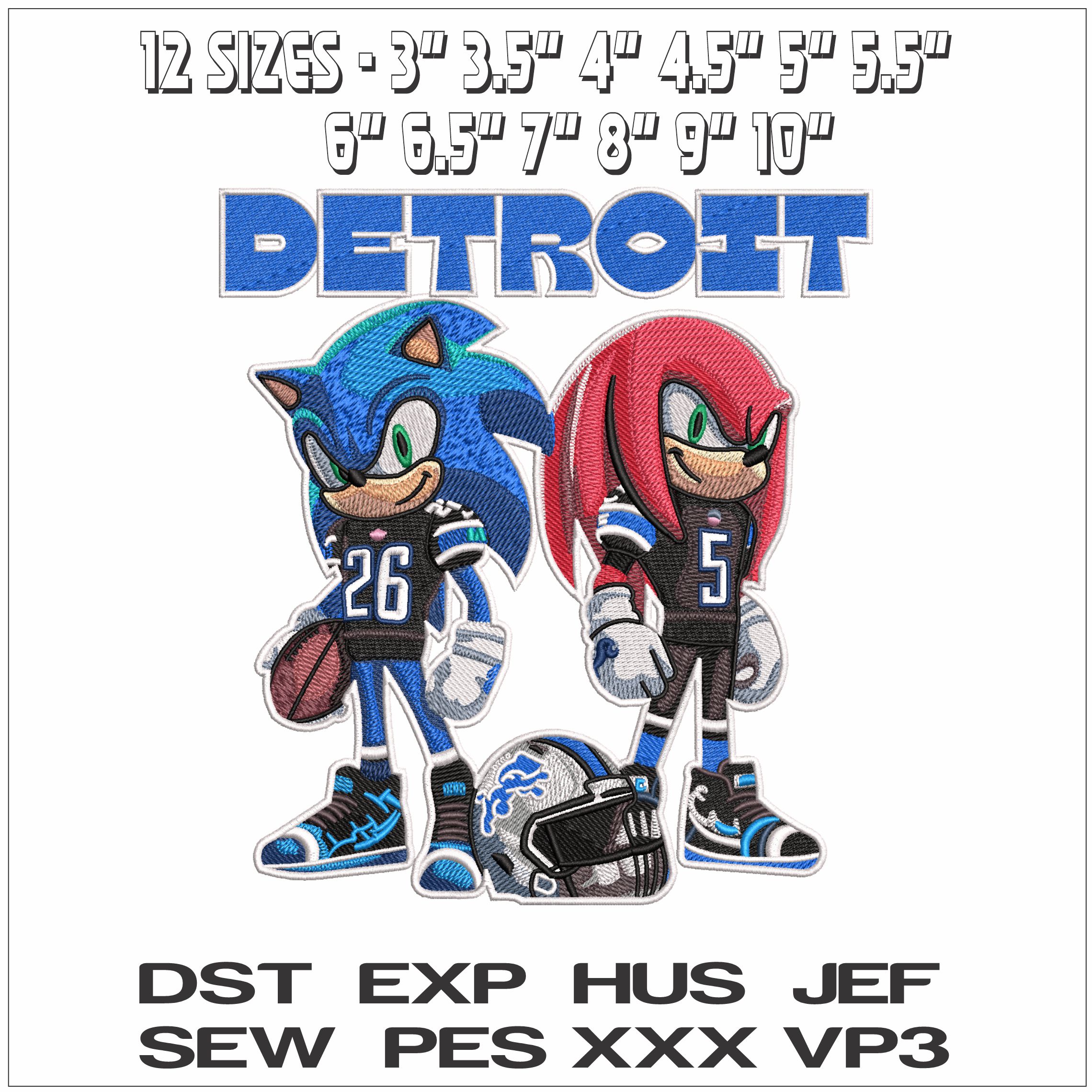 Detroit Lions Sonic and Shadow Hedgehog- Elegant embroidery design file - instant download — view 2