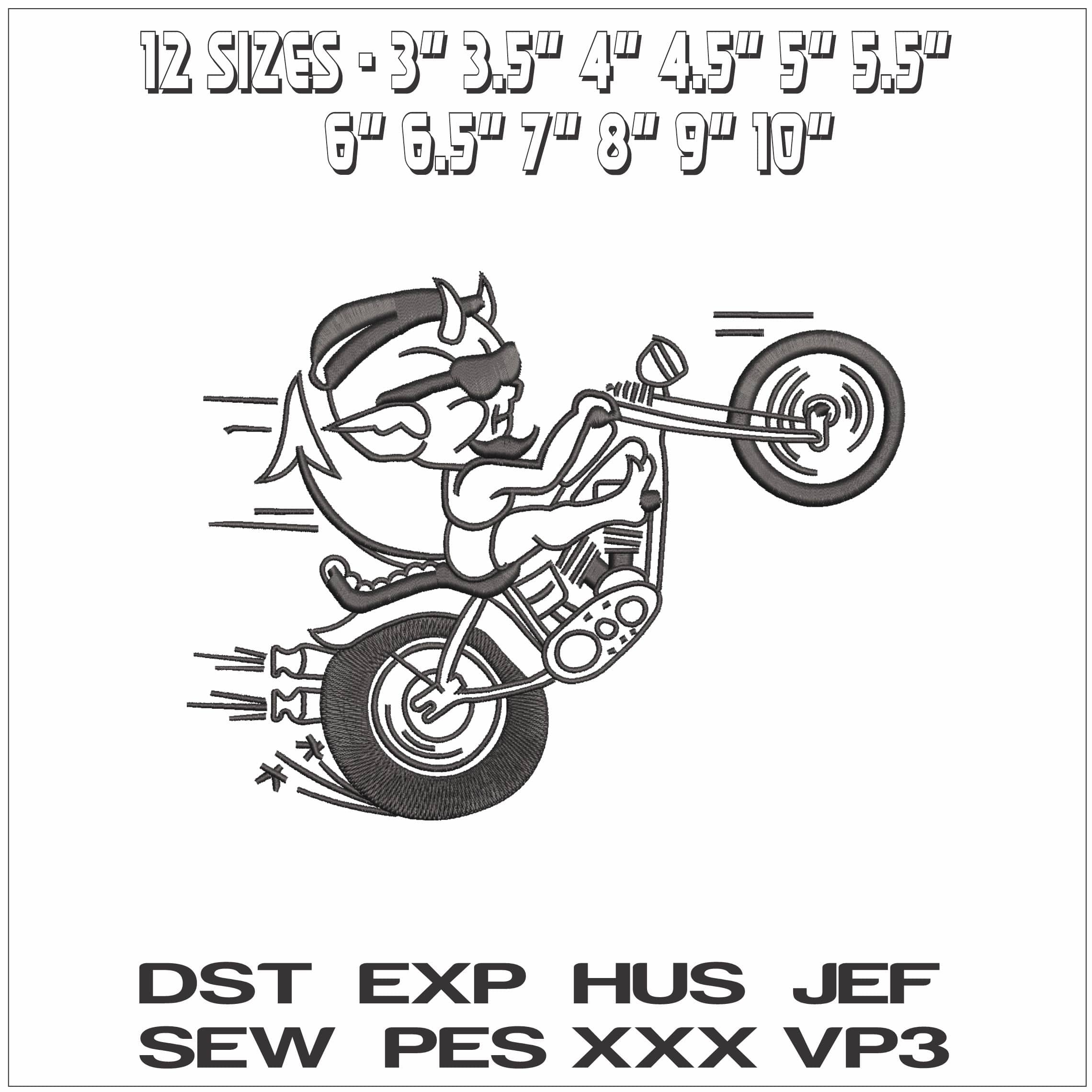 Devil Wheele Motorbike- Elegant embroidery design file - instant download — view 2