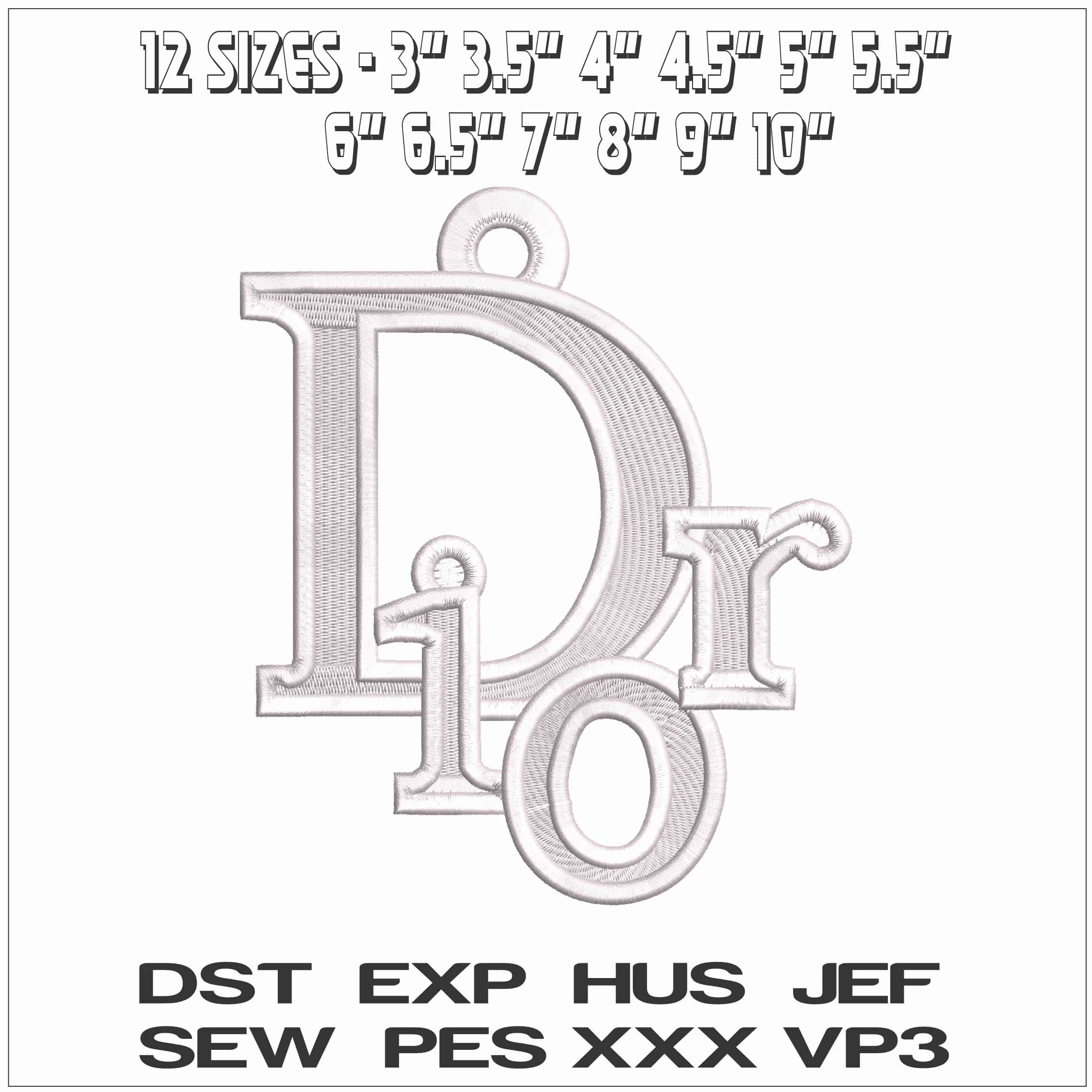 Dior Pendant- Elegant embroidery design file - instant download — view 2