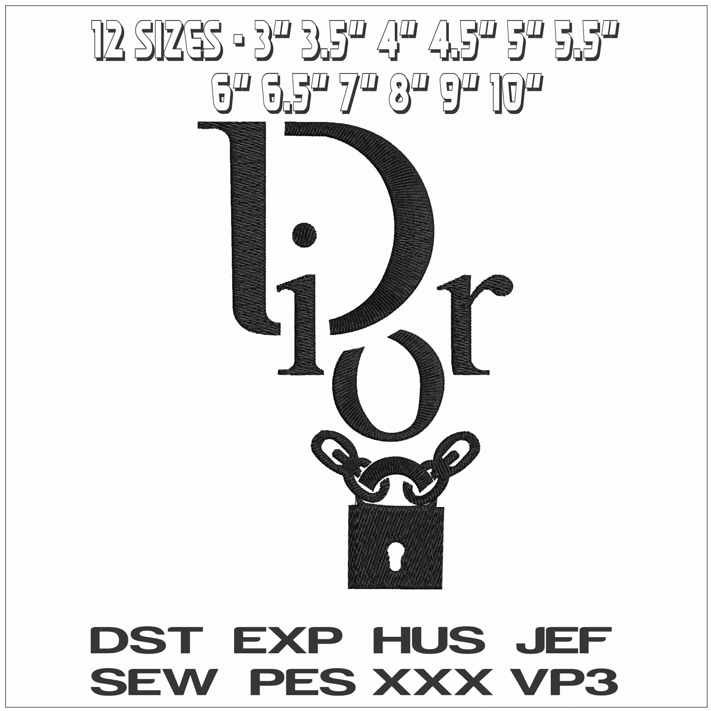 Dior with a Lock- Elegant embroidery design file - instant download — view 2
