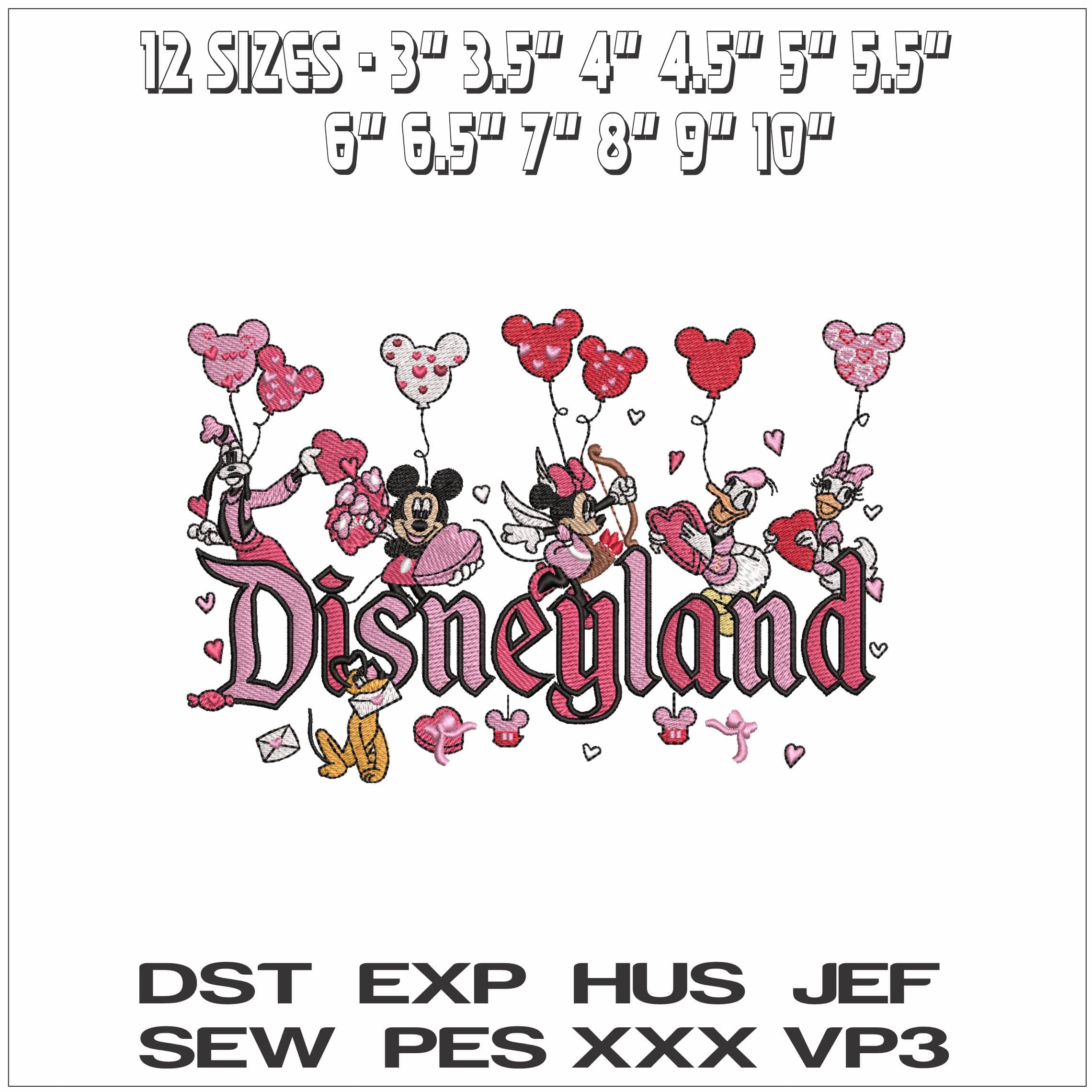 Disneyland Valentine All the Gang- Elegant embroidery design file - instant download — view 2