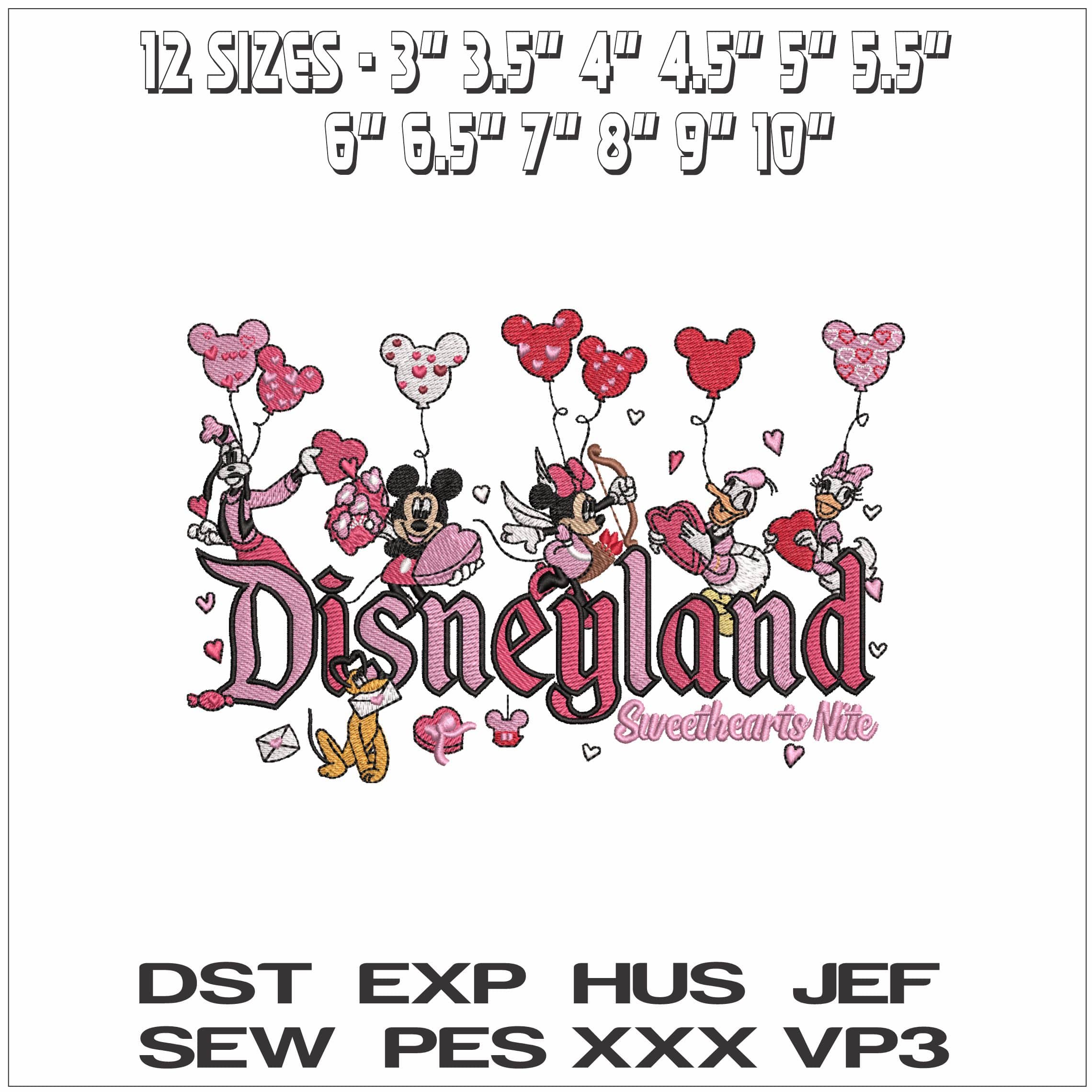 Disneyland Valentine Sweetheart Night- Elegant embroidery design file - instant download — view 2
