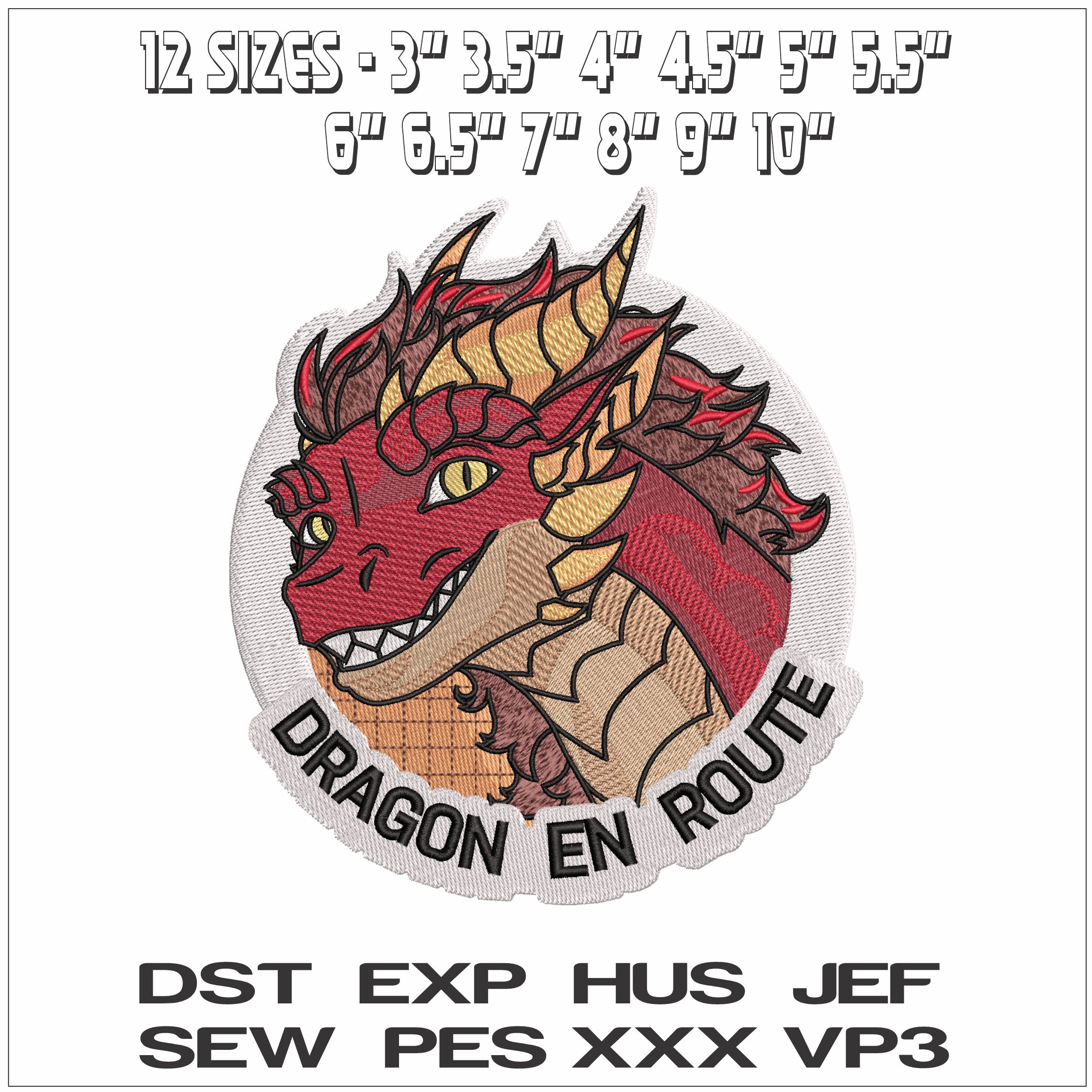 Dragon On Route- Elegant embroidery design file - instant download — view 2