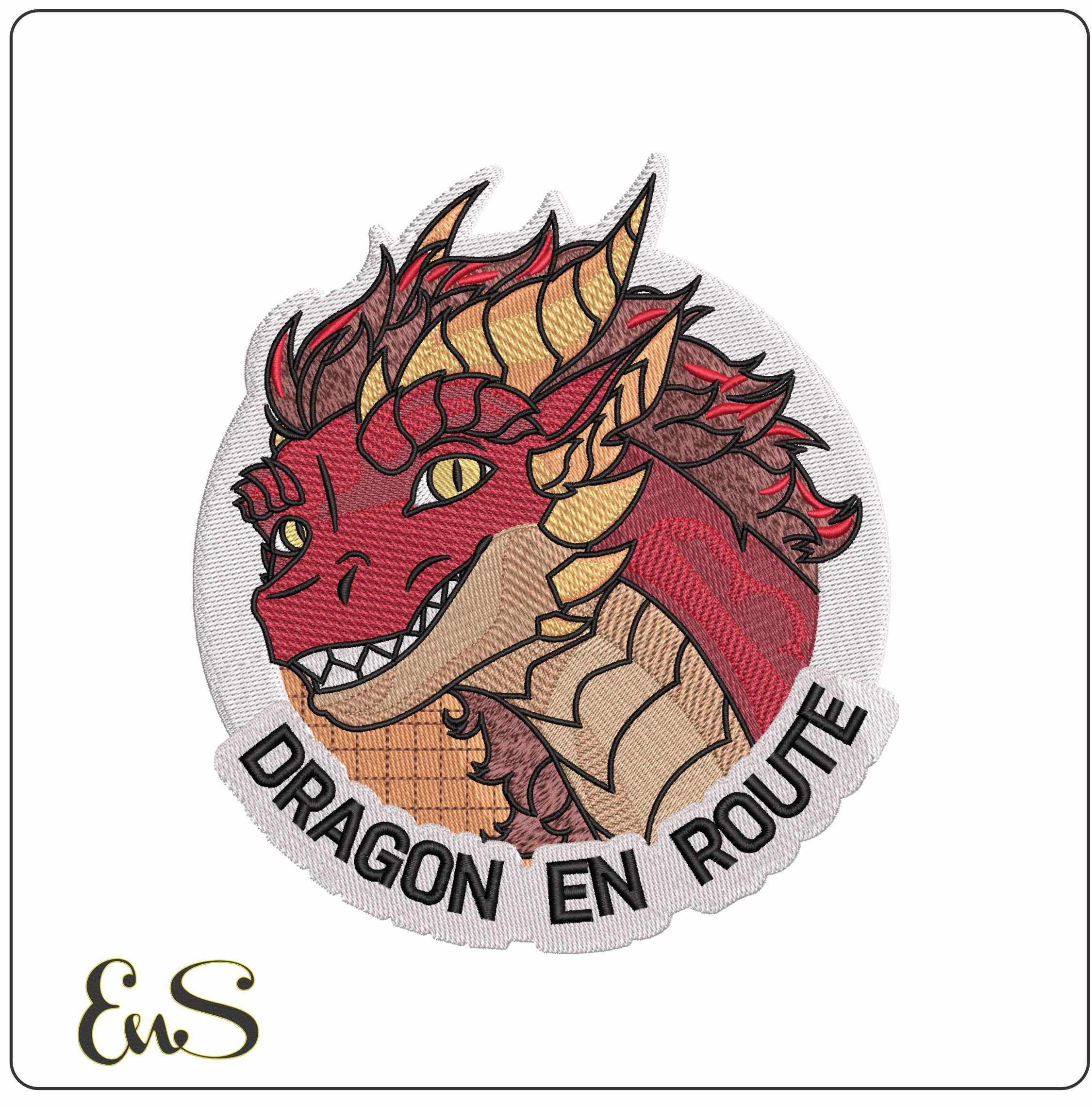 Dragon On Route- Elegant embroidery design file - instant download