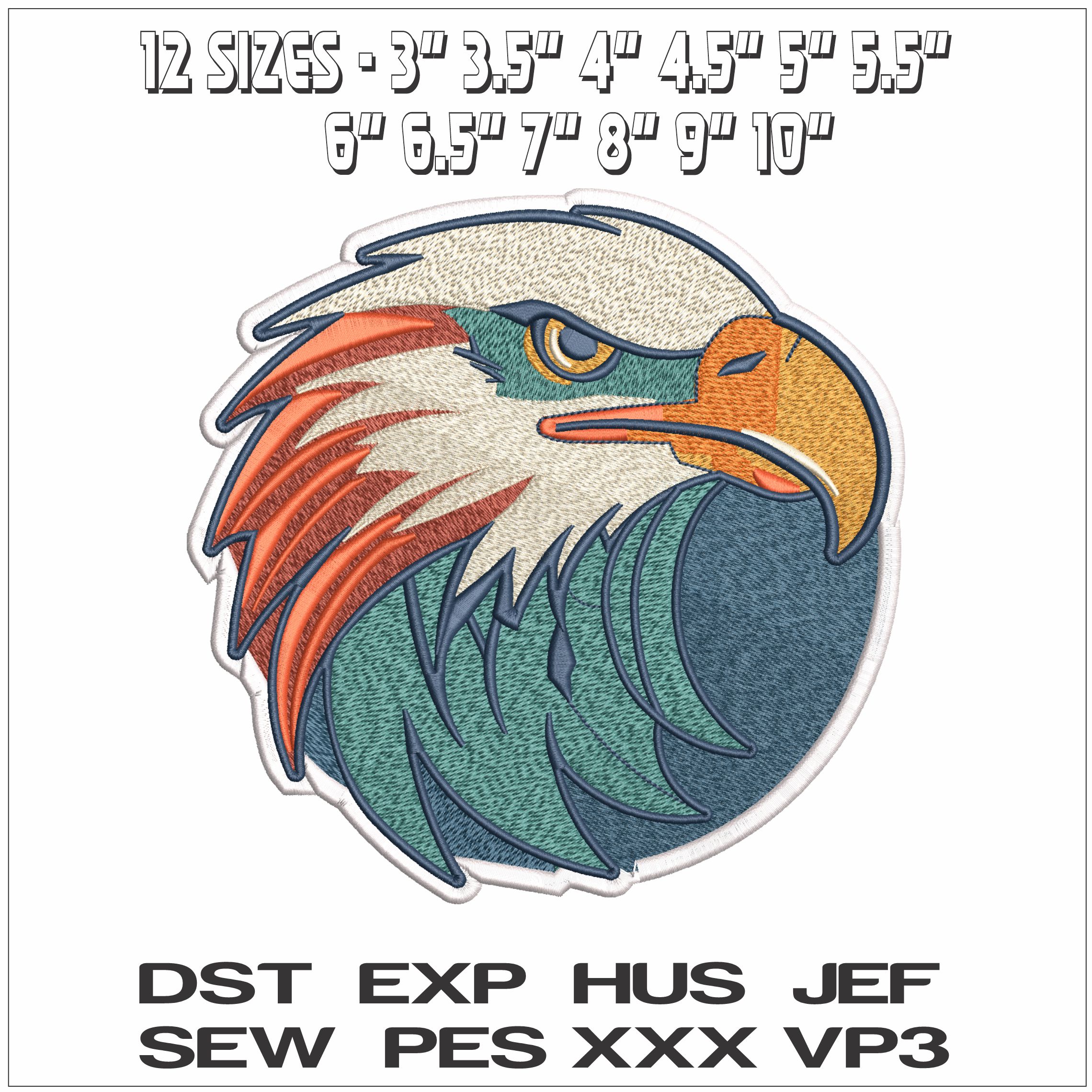 Eagles Heads- Elegant embroidery design file - instant download — view 2