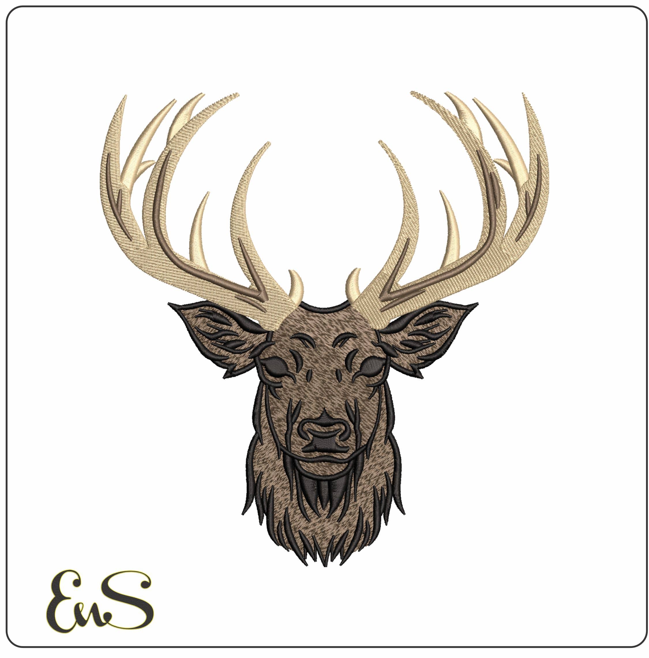 Elks Head - Elegant embroidery design file - instant download