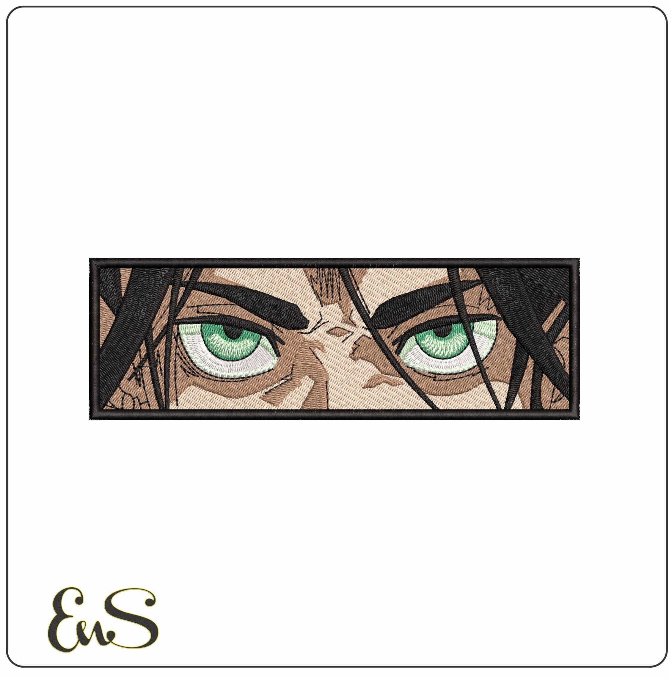 Eren Jaeger Green Eyes Attack on Titan Anime - Elegant embroidery design file - instant download
