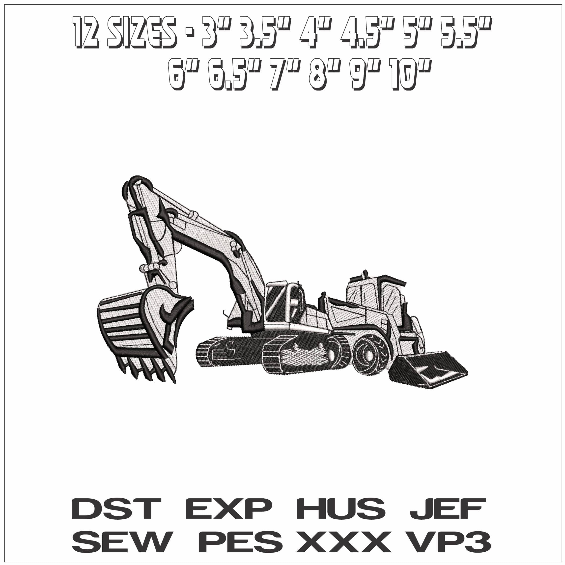 Excavators Oultine - Elegant embroidery design file - instant download — view 2