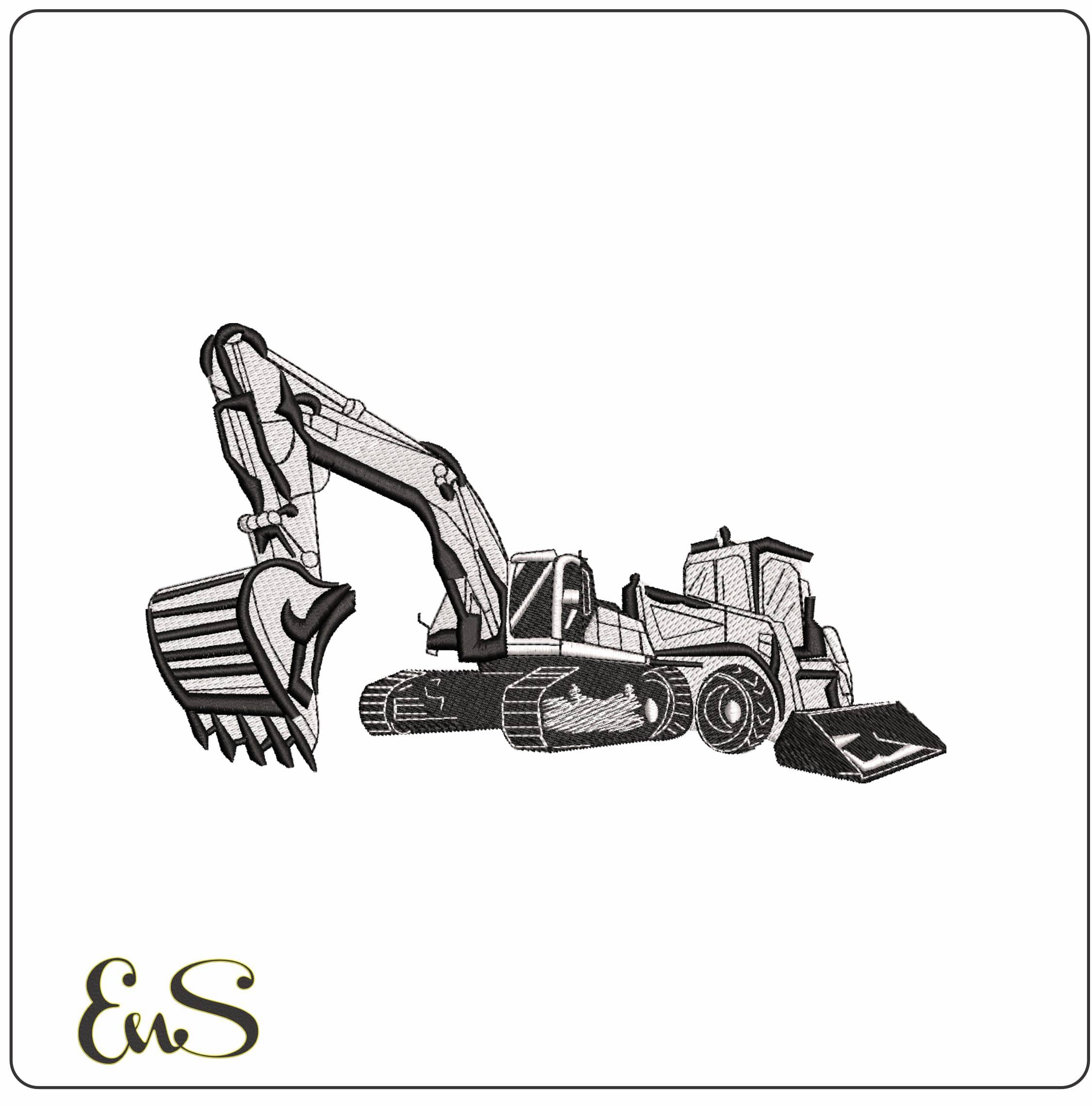 Excavators Oultine - Elegant embroidery design file - instant download