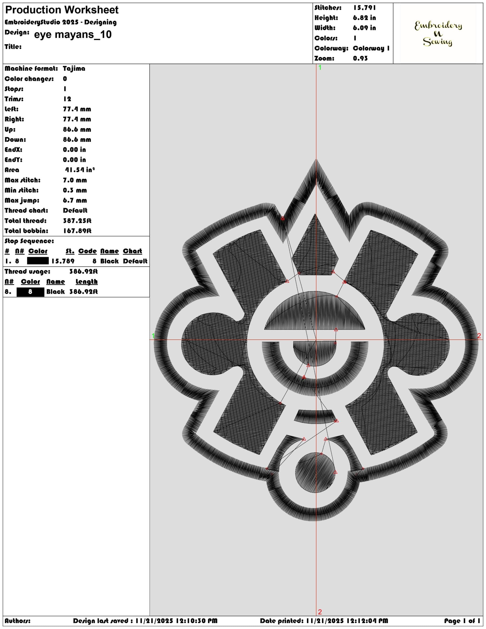 eye mayans - Elegant embroidery design file - instant download — view 3