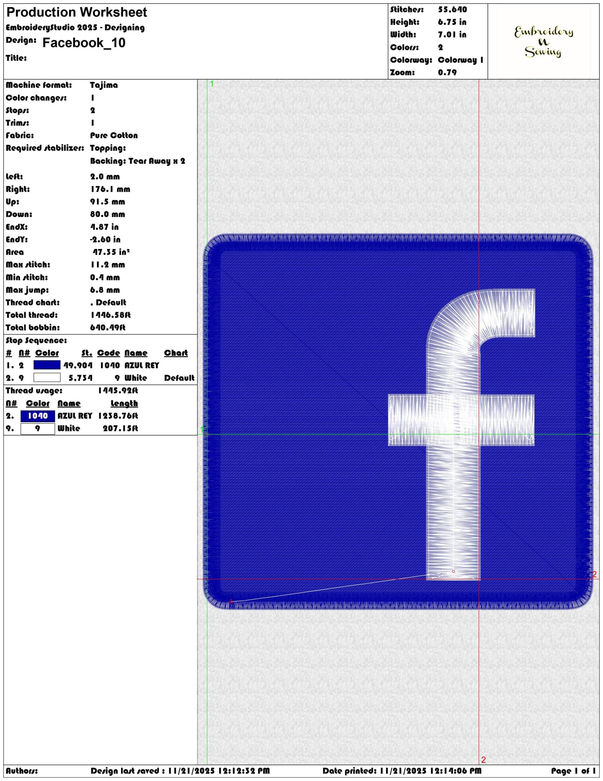 Facebook - Elegant embroidery design file - instant download — view 3