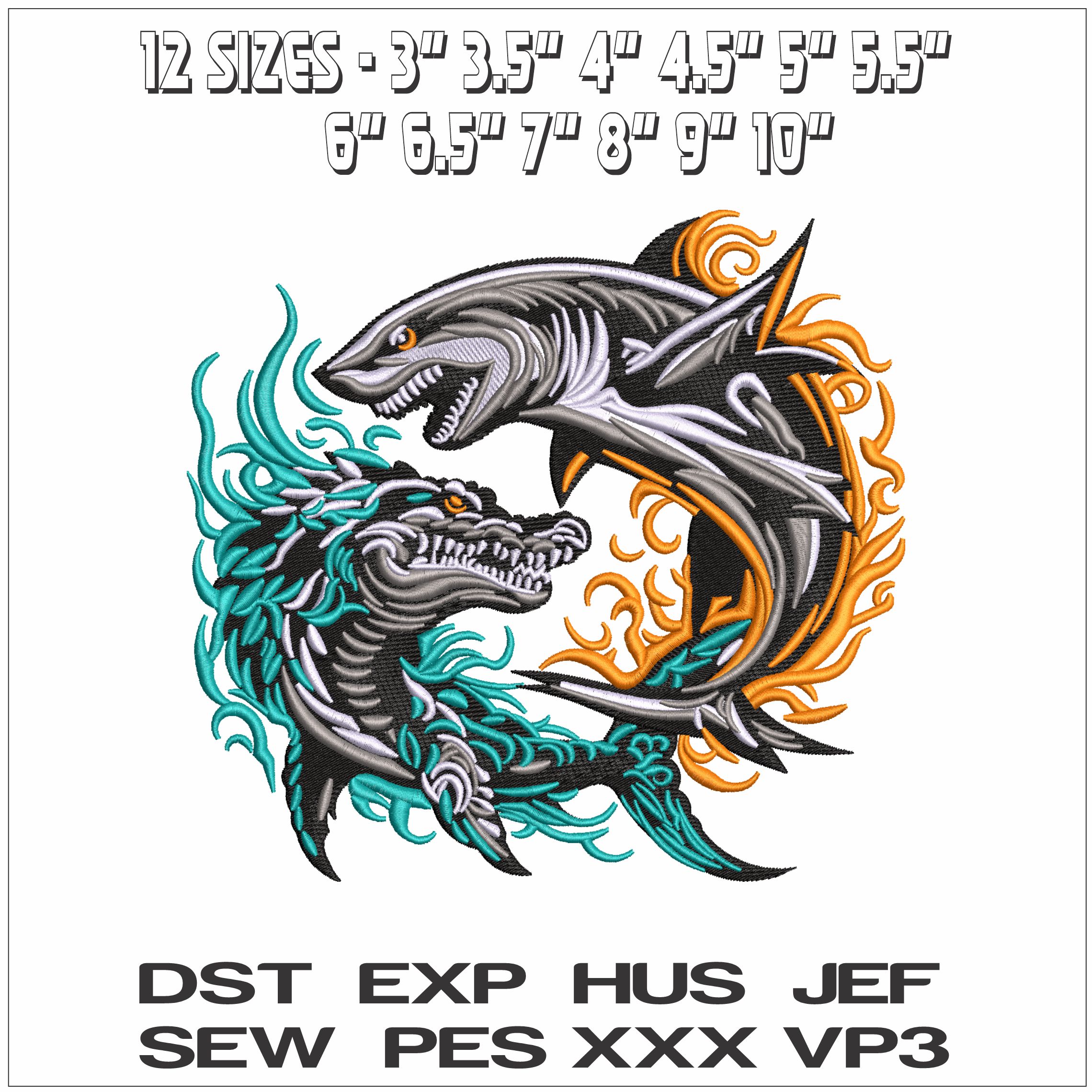 Fighting fish - Elegant embroidery design file - instant download — view 2