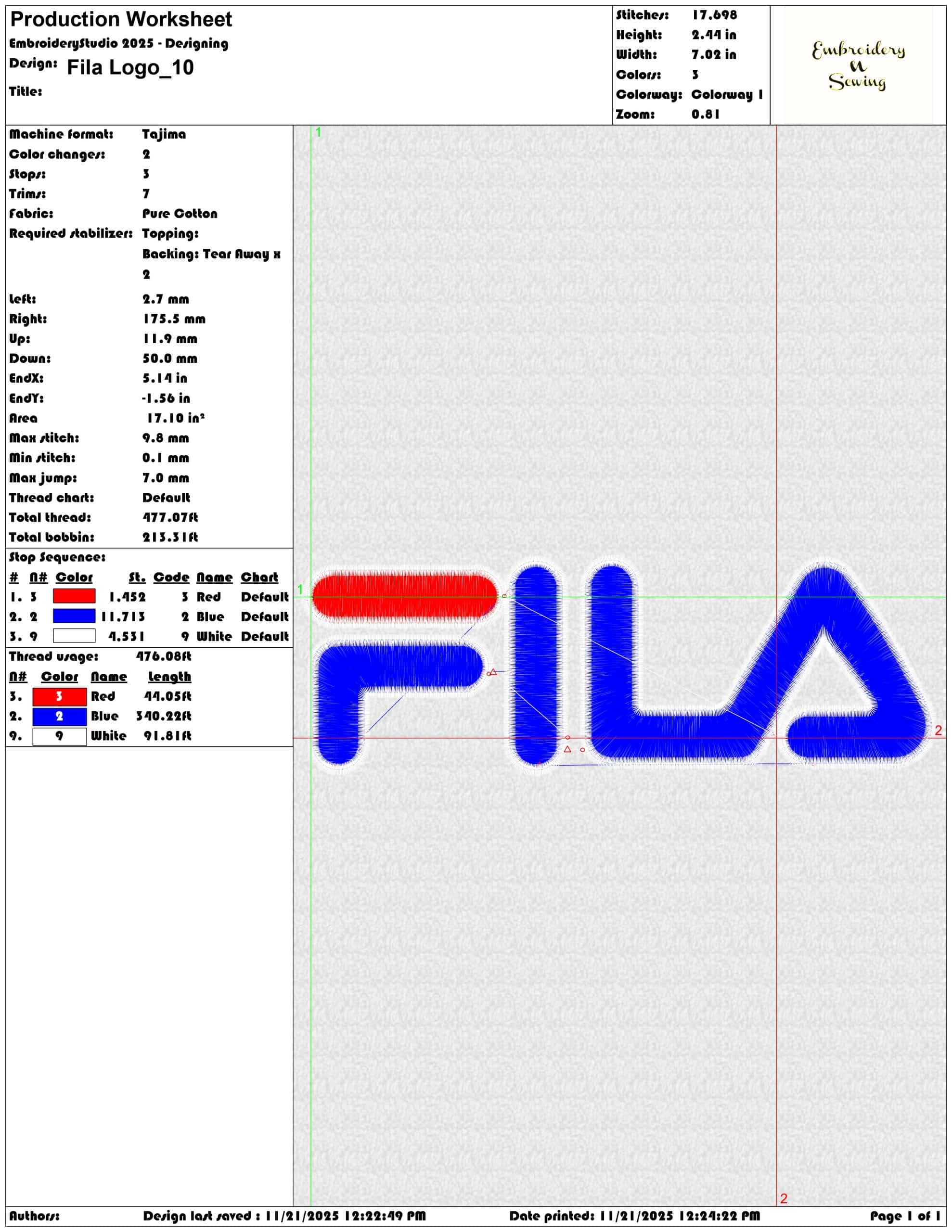 Fila Logo - Elegant embroidery design file - instant download — view 3