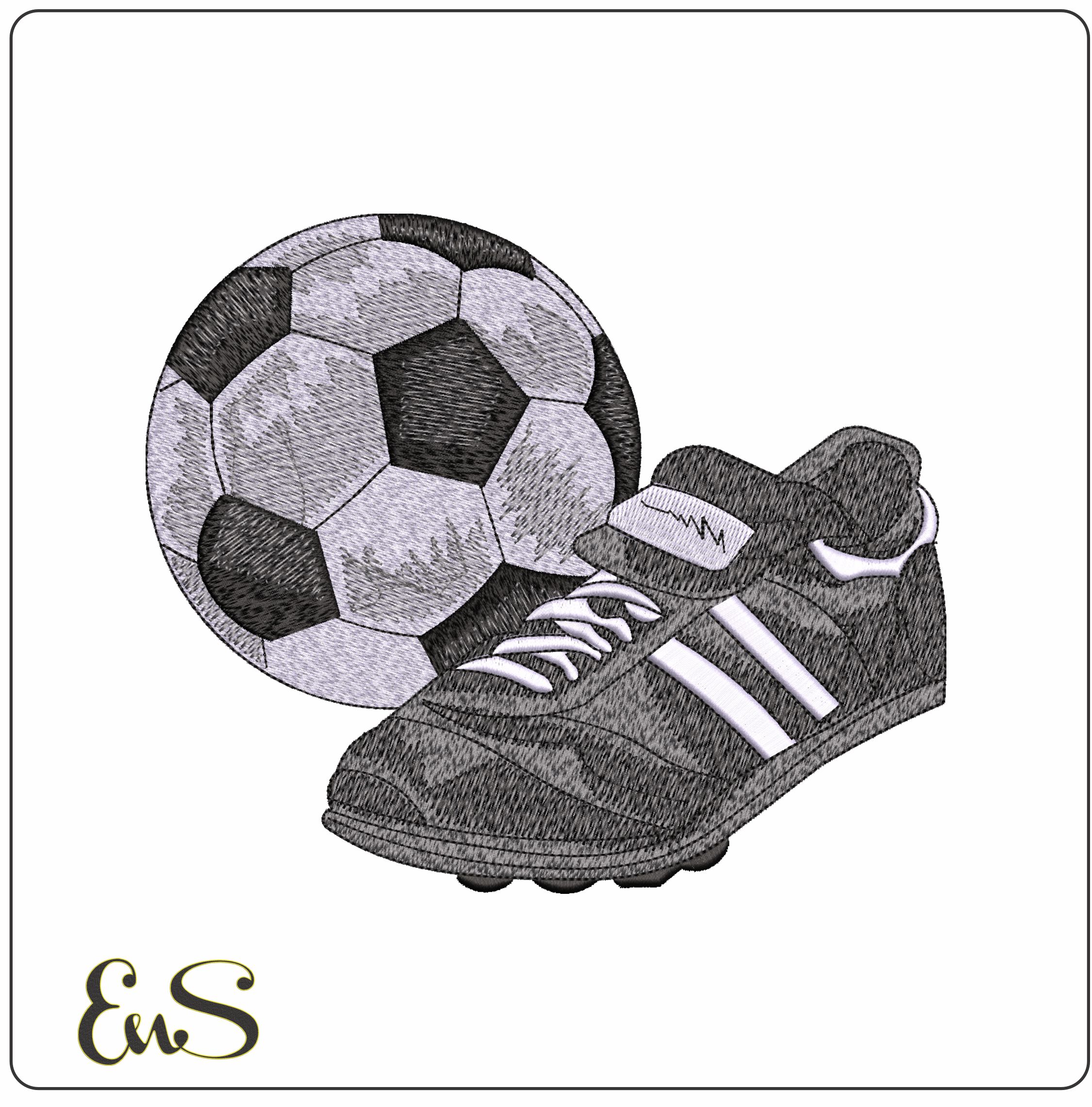 Football Boot and Soccer Ball - Elegant embroidery design file - instant download