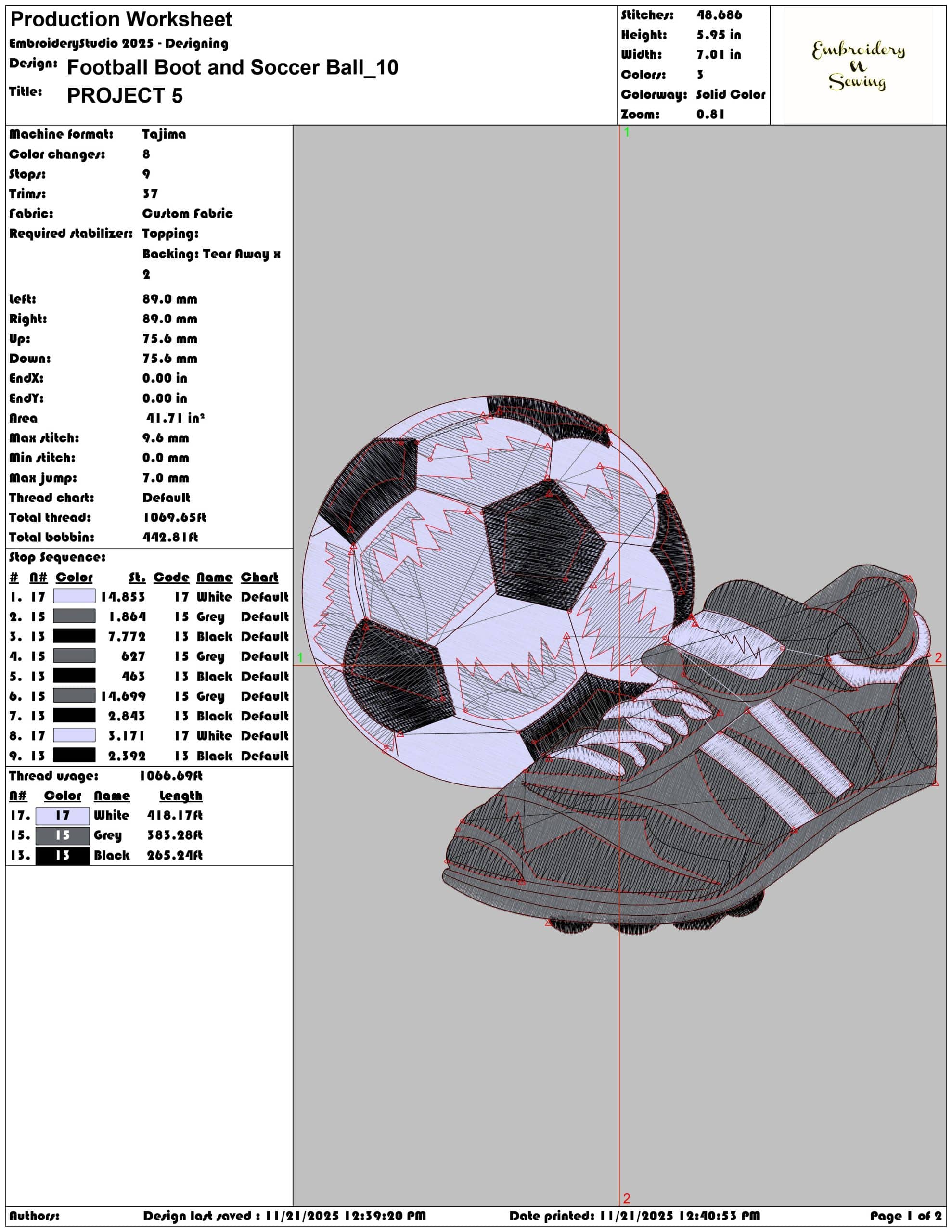 Football Boot and Soccer Ball - Elegant embroidery design file - instant download — view 3