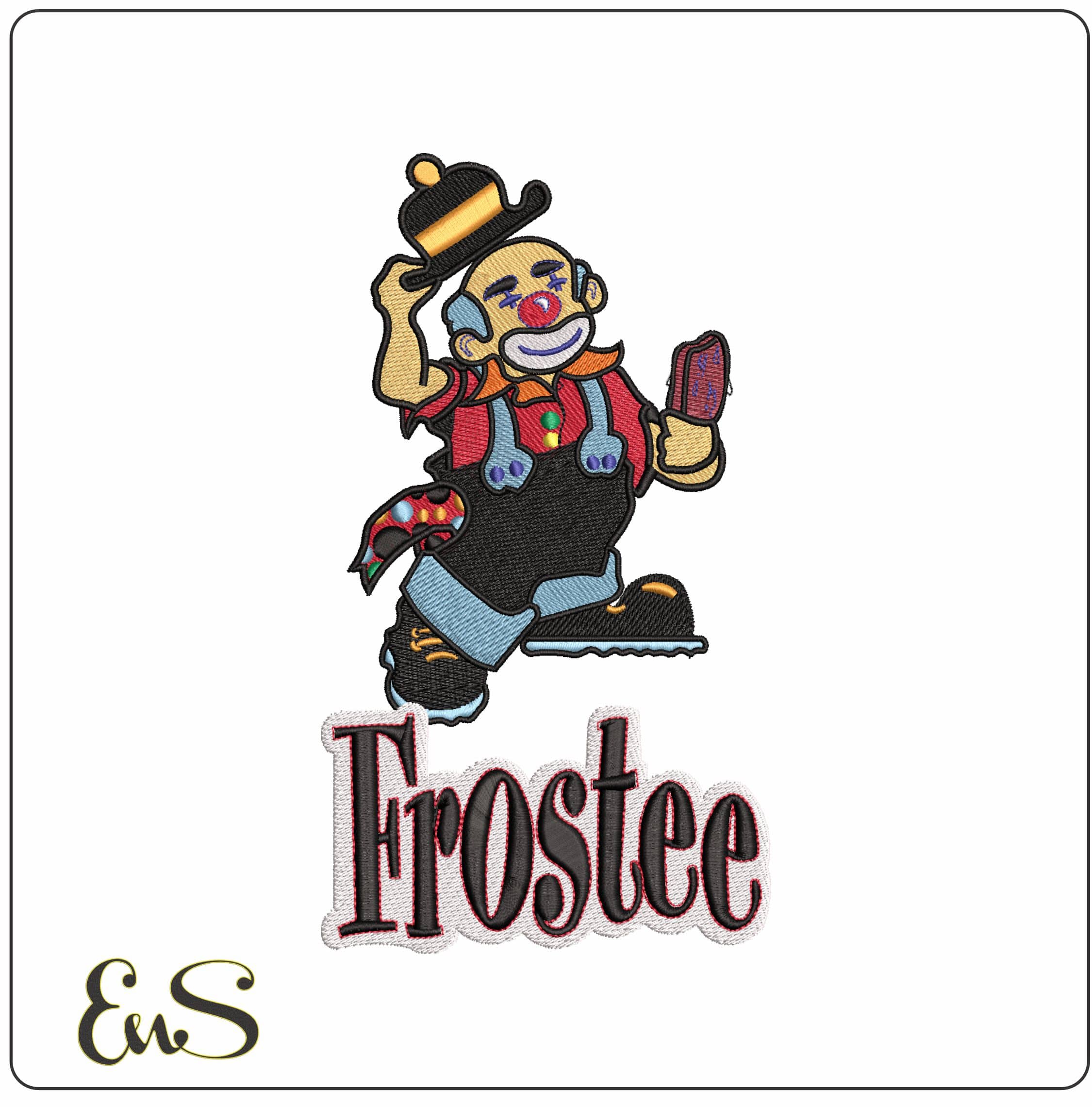 Frostee the Clown - Elegant embroidery design file - instant download