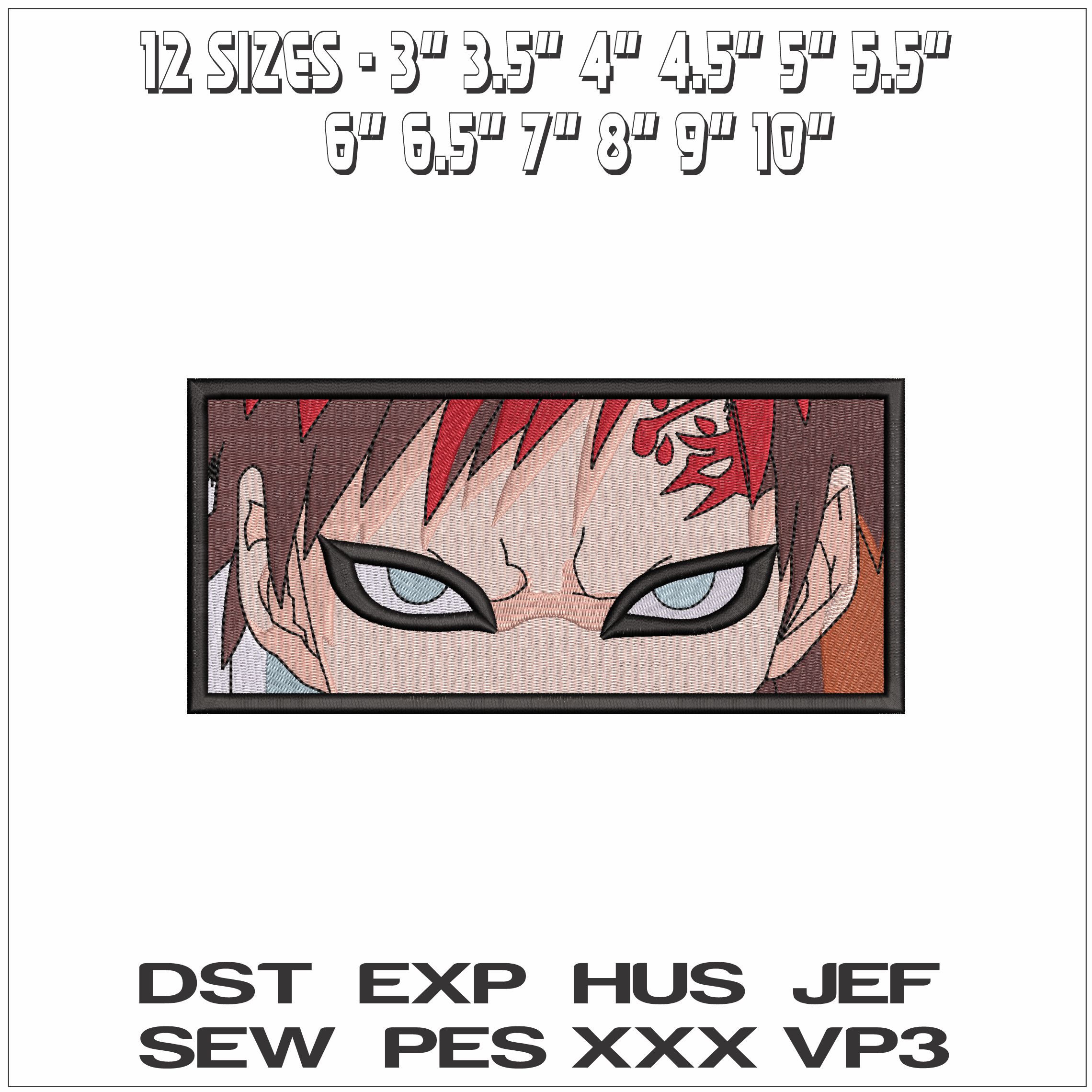 Gaara Eyes Naruto Anime - Elegant embroidery design file - instant download — view 2