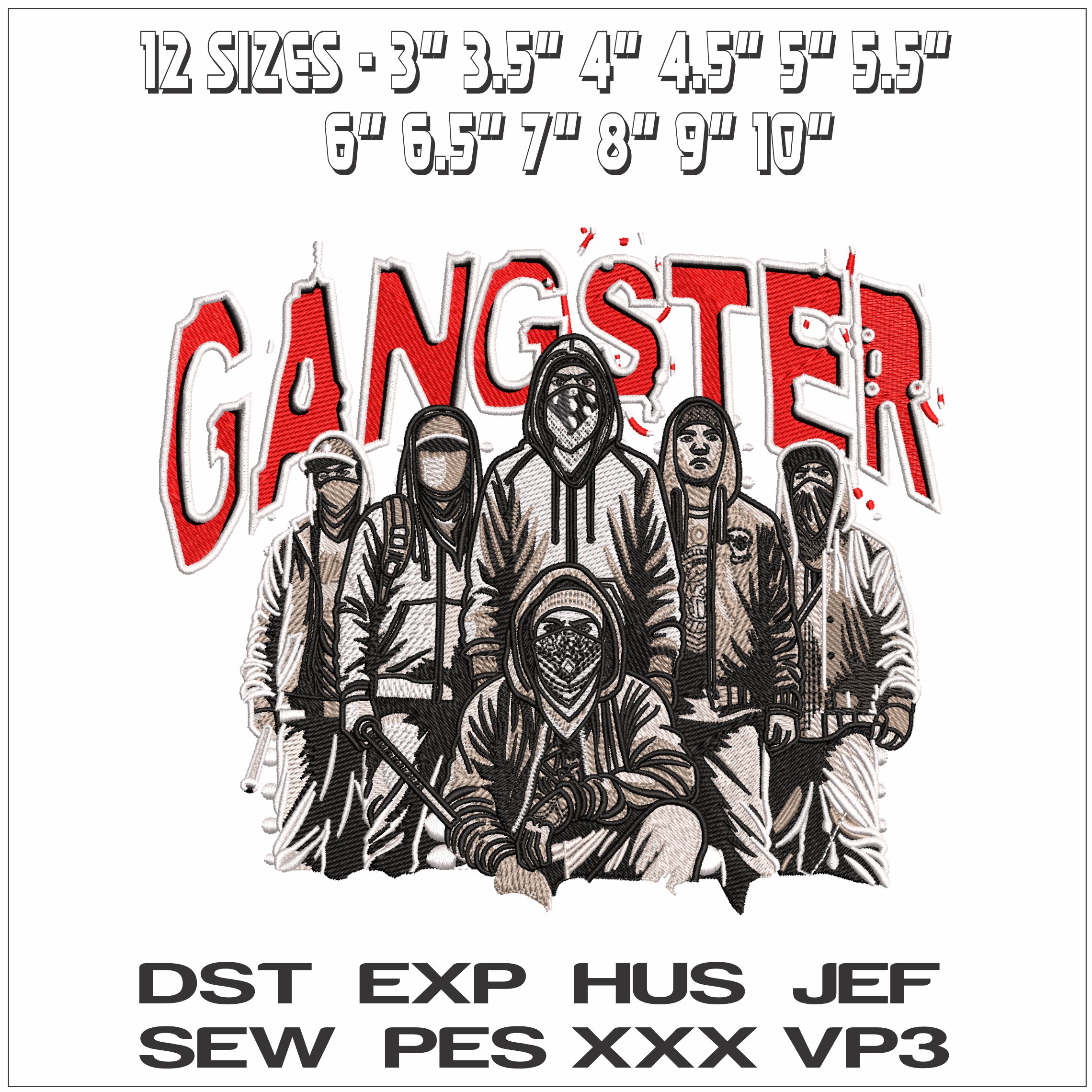 Gangster Gang - Elegant embroidery design file - instant download — view 2
