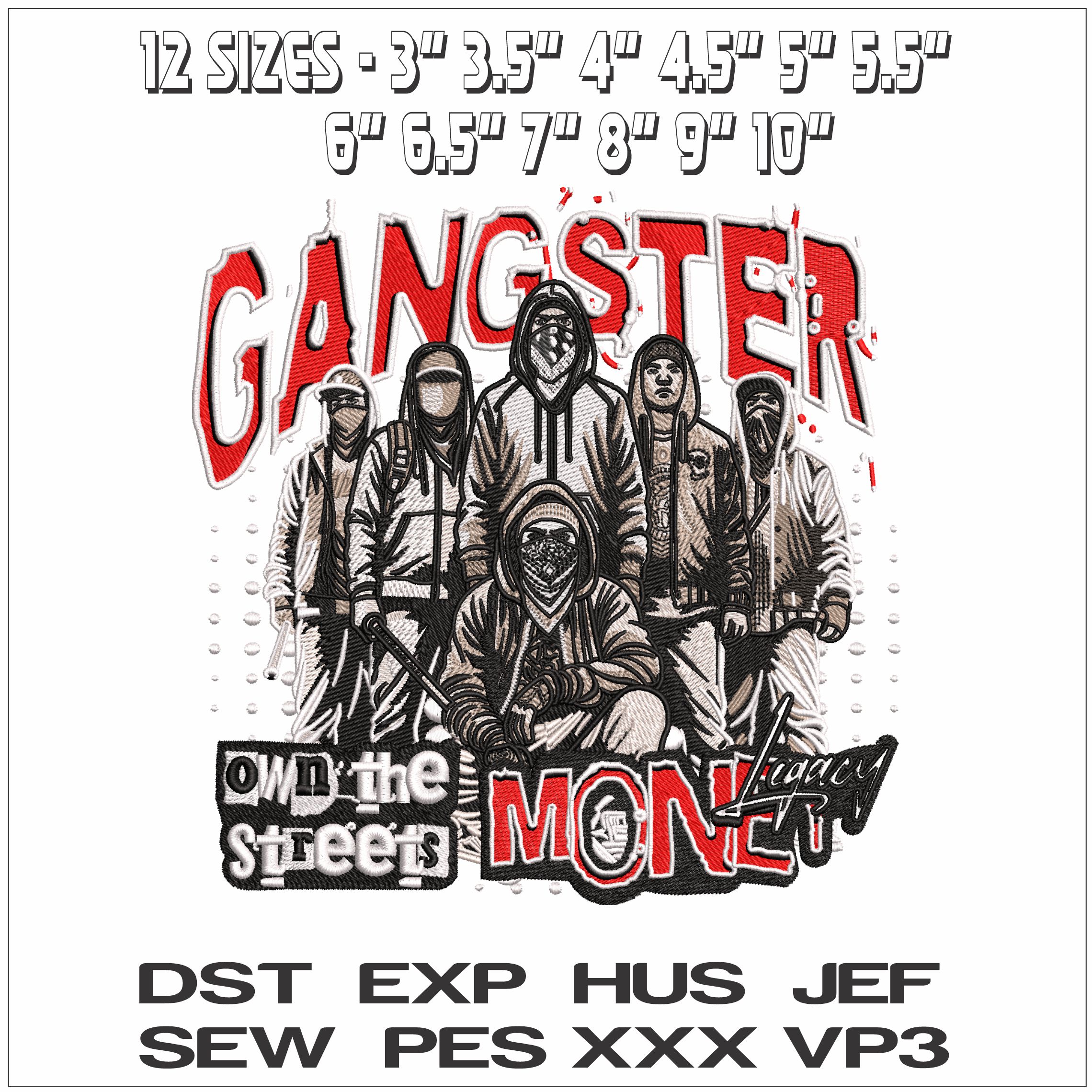Gangster Money Legacy - Elegant embroidery design file - instant download — view 2
