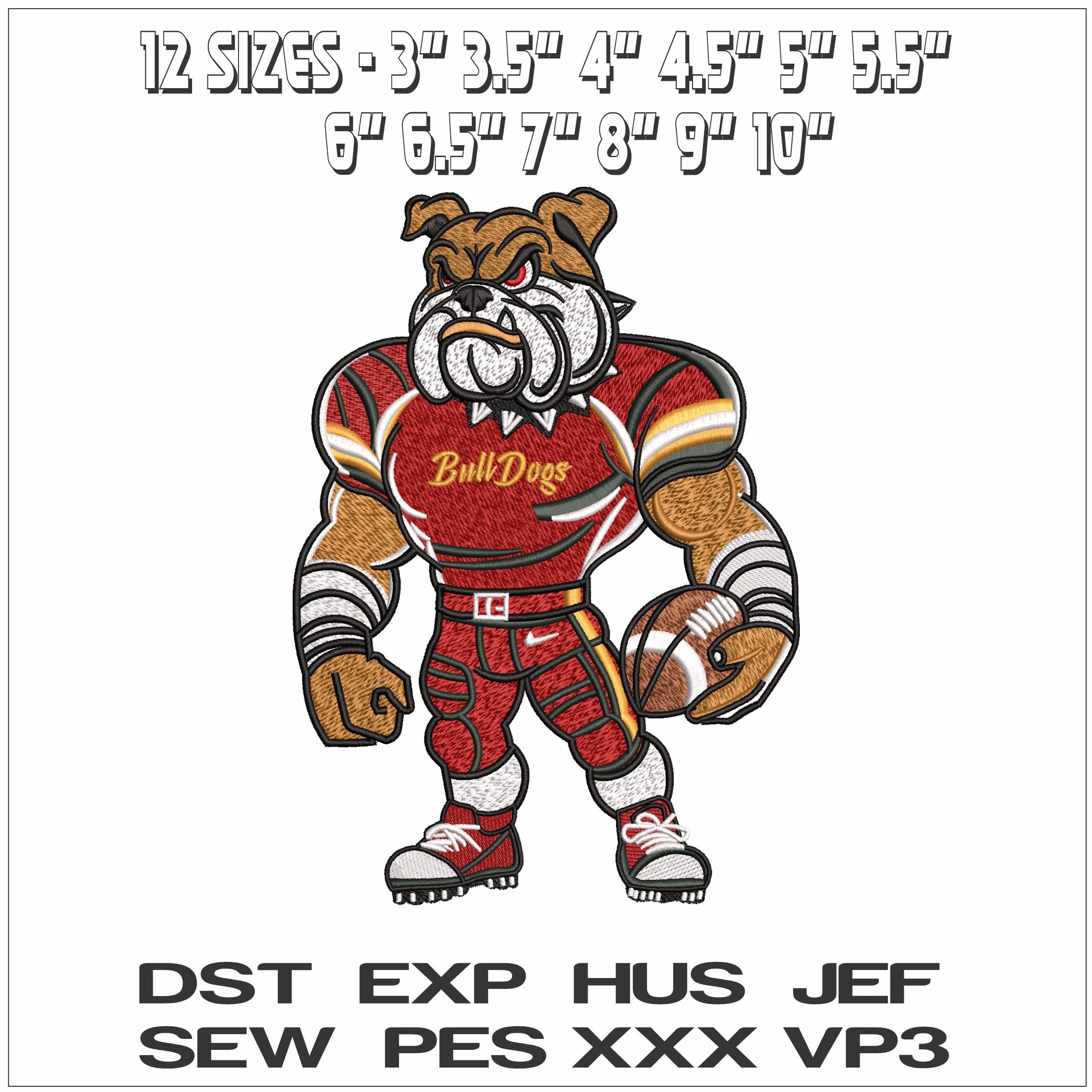 Georgia Bulldog Football - Elegant embroidery design file - instant download — view 2