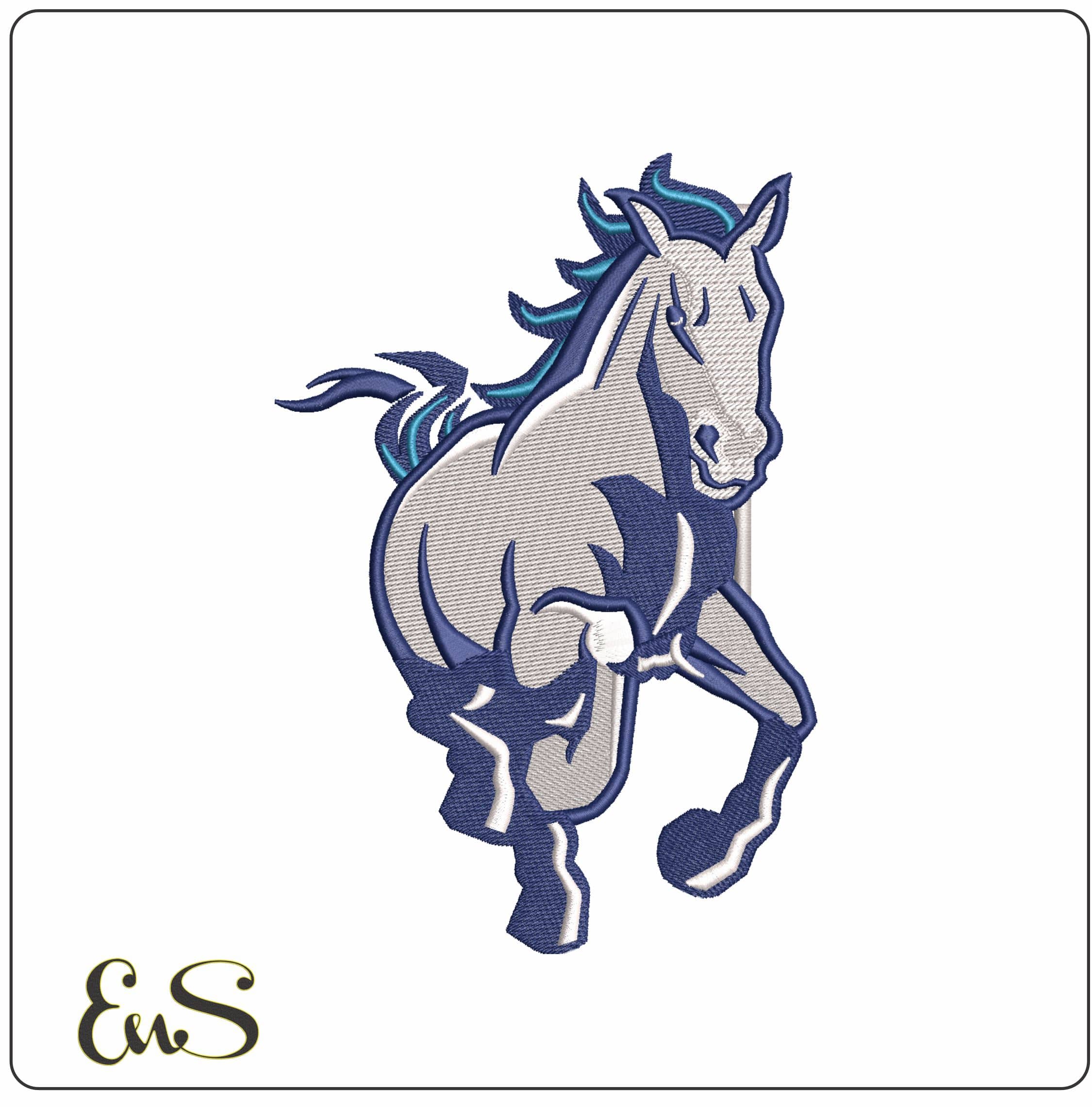 Giddings Lonestar Southeast Mustang - Elegant embroidery design file - instant download