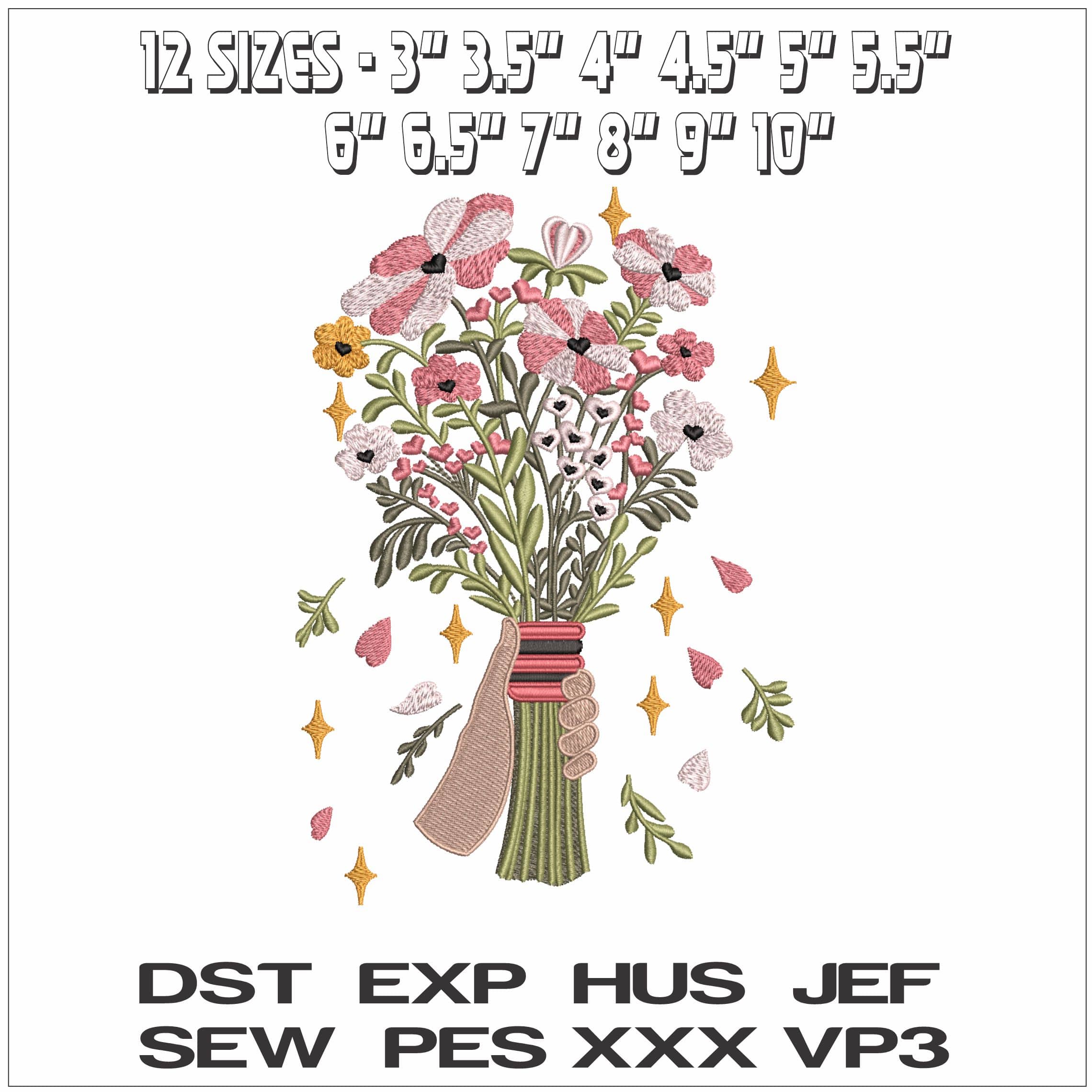 Giving Flowers - Elegant embroidery design file - instant download — view 2