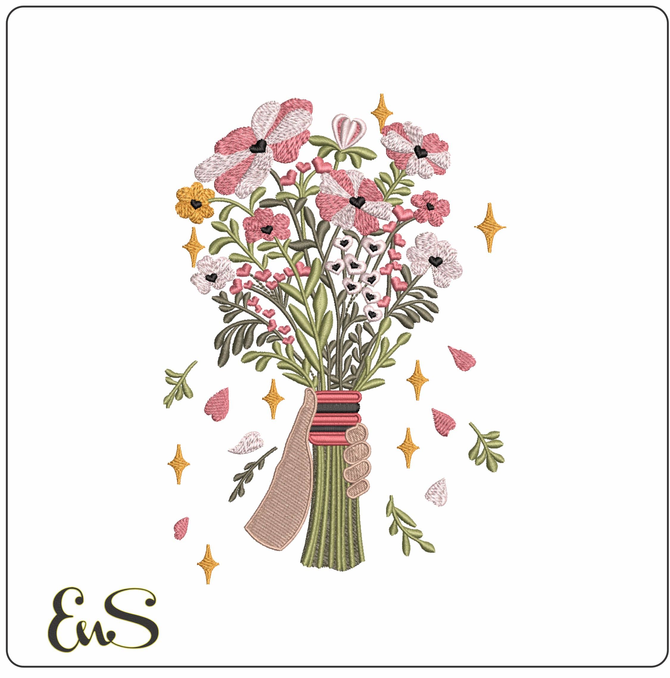 Giving Flowers - Elegant embroidery design file - instant download