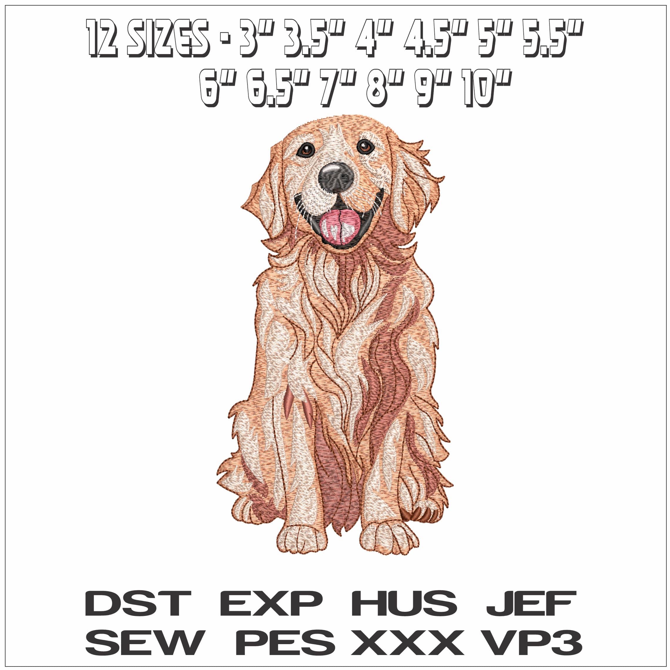 Golden Retriever - Elegant embroidery design file - instant download — view 2