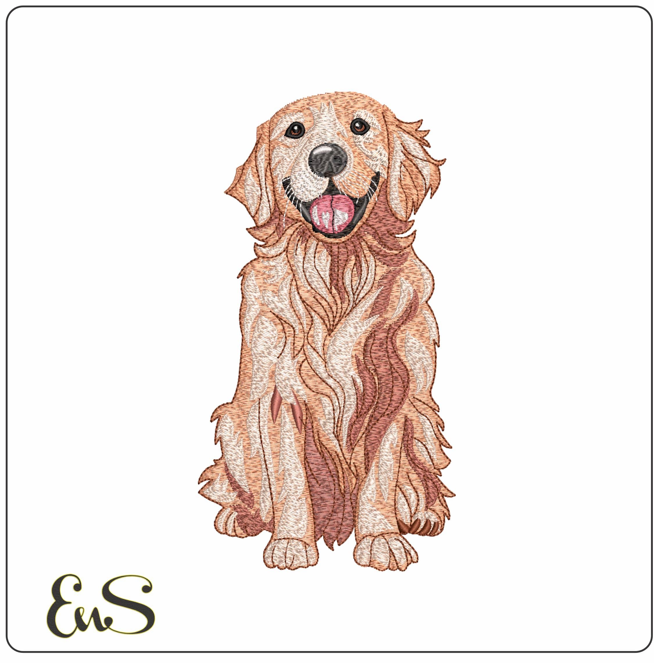 Golden Retriever - Elegant embroidery design file - instant download