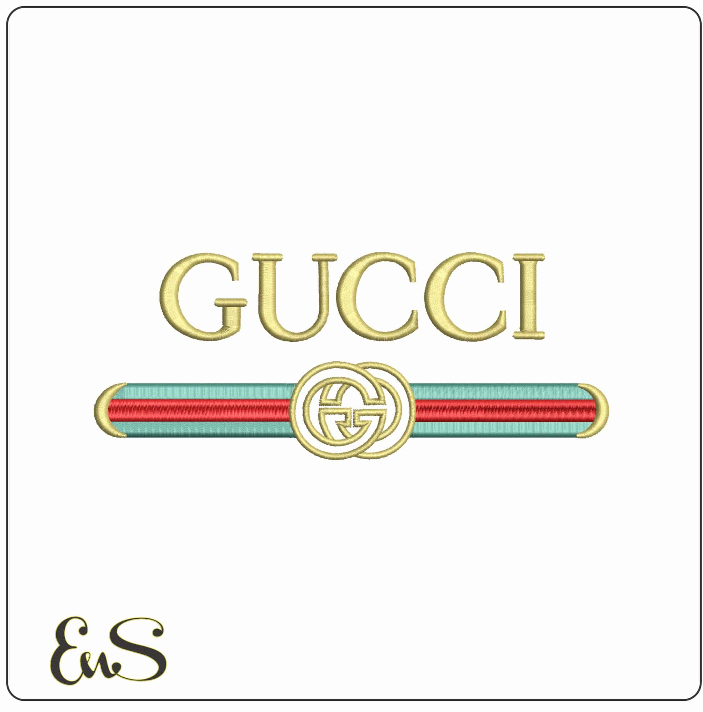 Gucci Gold Red Green - Elegant embroidery design file - instant download