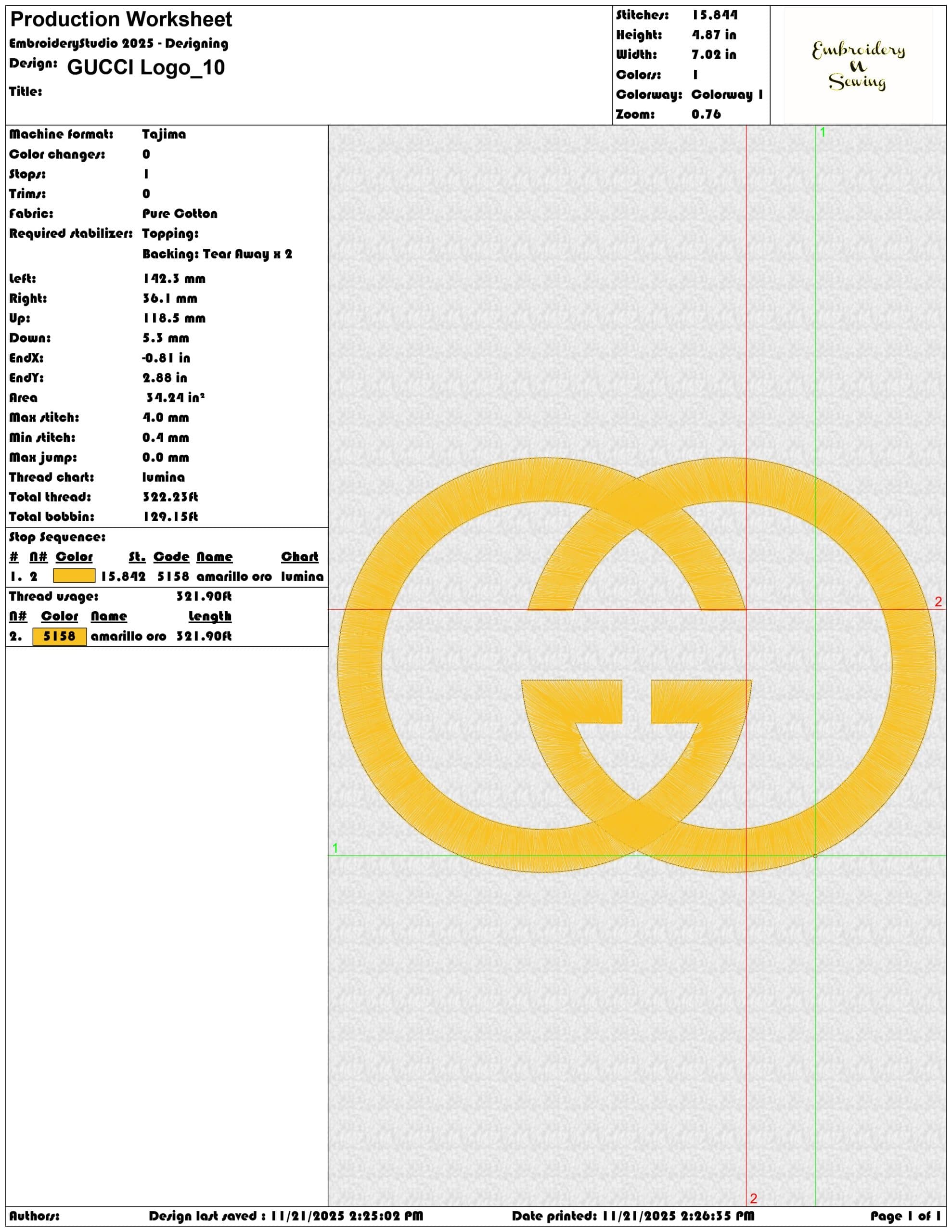 GUCCI Logo - Elegant embroidery design file - instant download — view 3