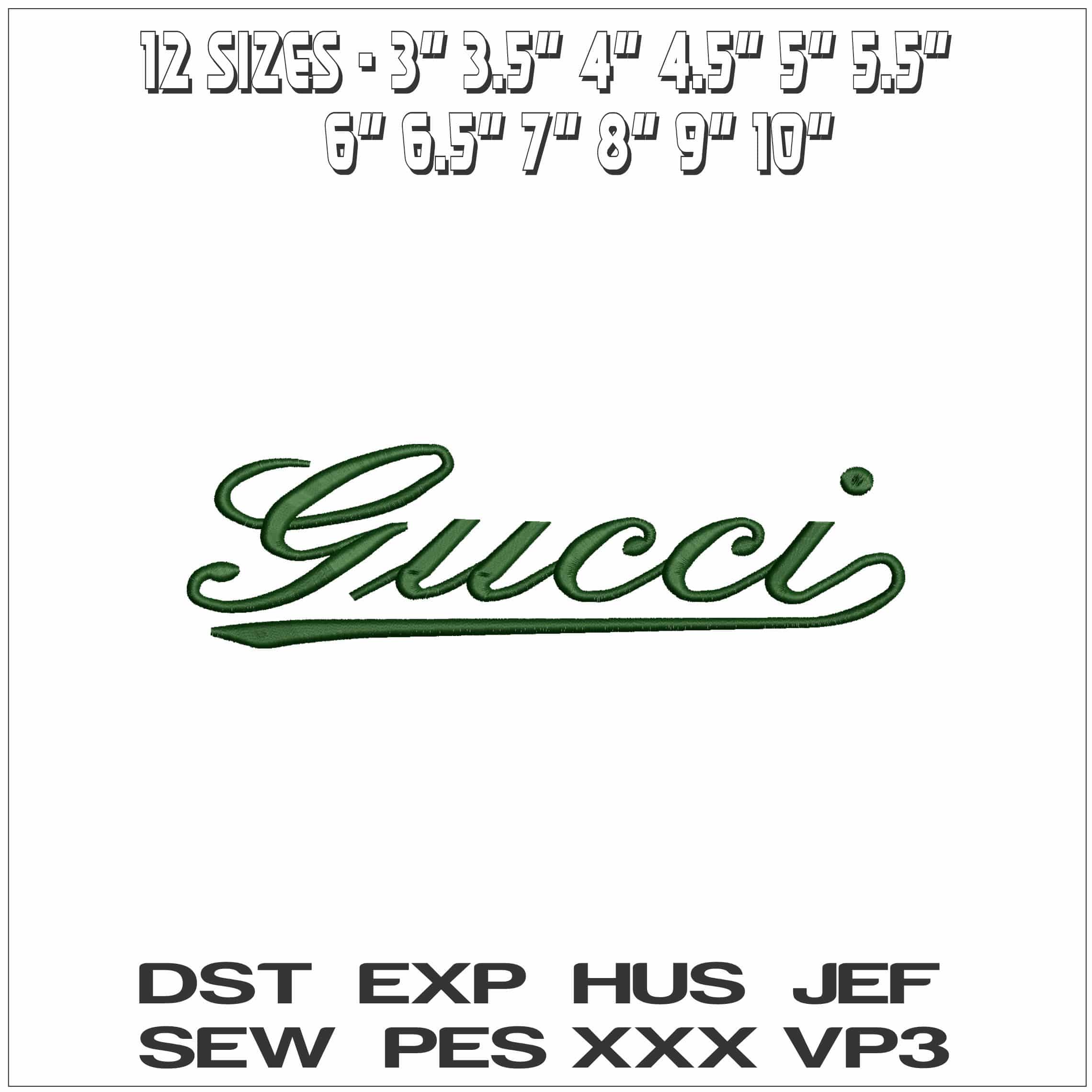 Gucci Script Logo - Elegant embroidery design file - instant download — view 2